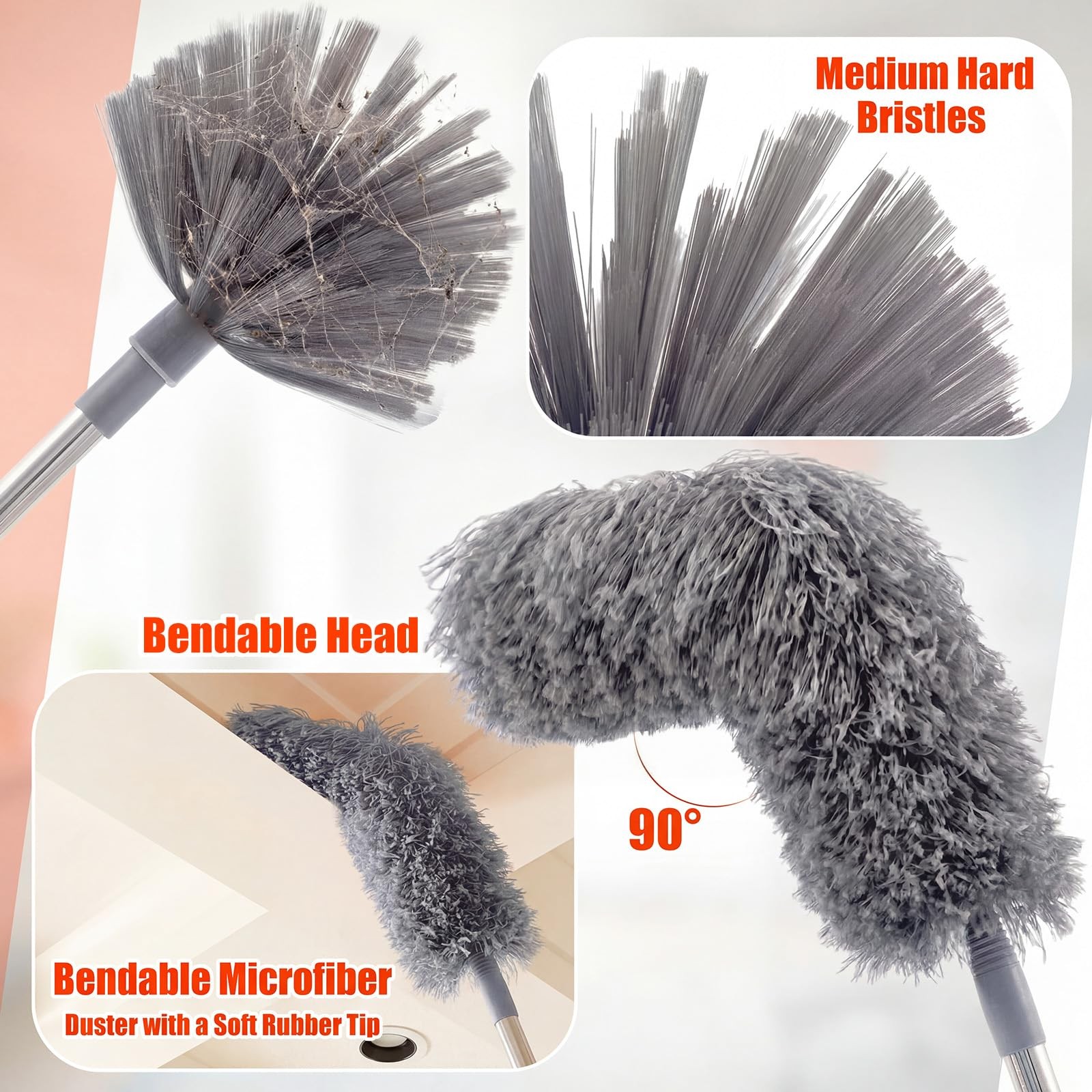 30 Feet High Reach Duster Kit with 2-24 ft Extension Pole High Ceiling Dustin…
