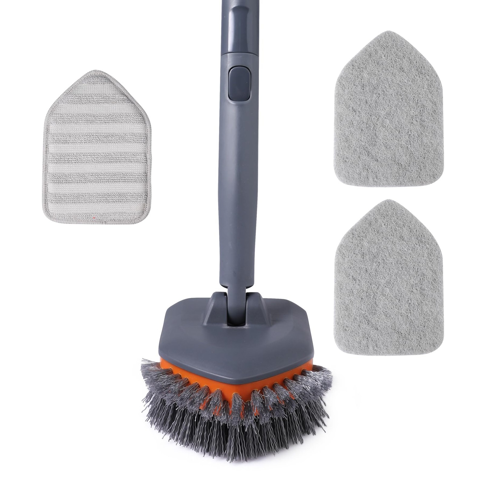 Tub Tile Scrubber Brush with 3 Different Function Cleaning Pads and 56″ Exten…