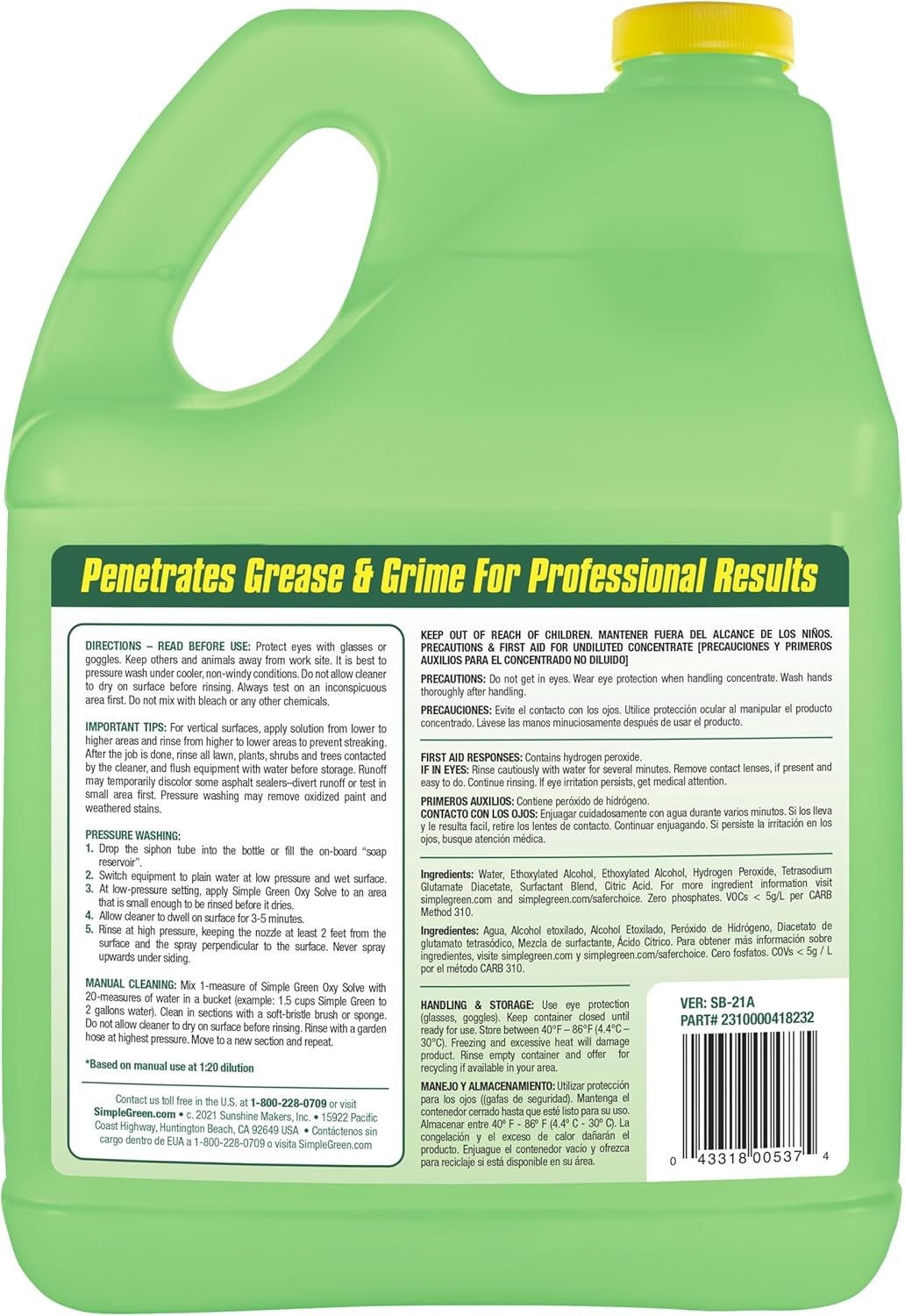 Oxy Solve House and Siding Pressure Washer Cleaner, Removes Stains, 1 Gallon