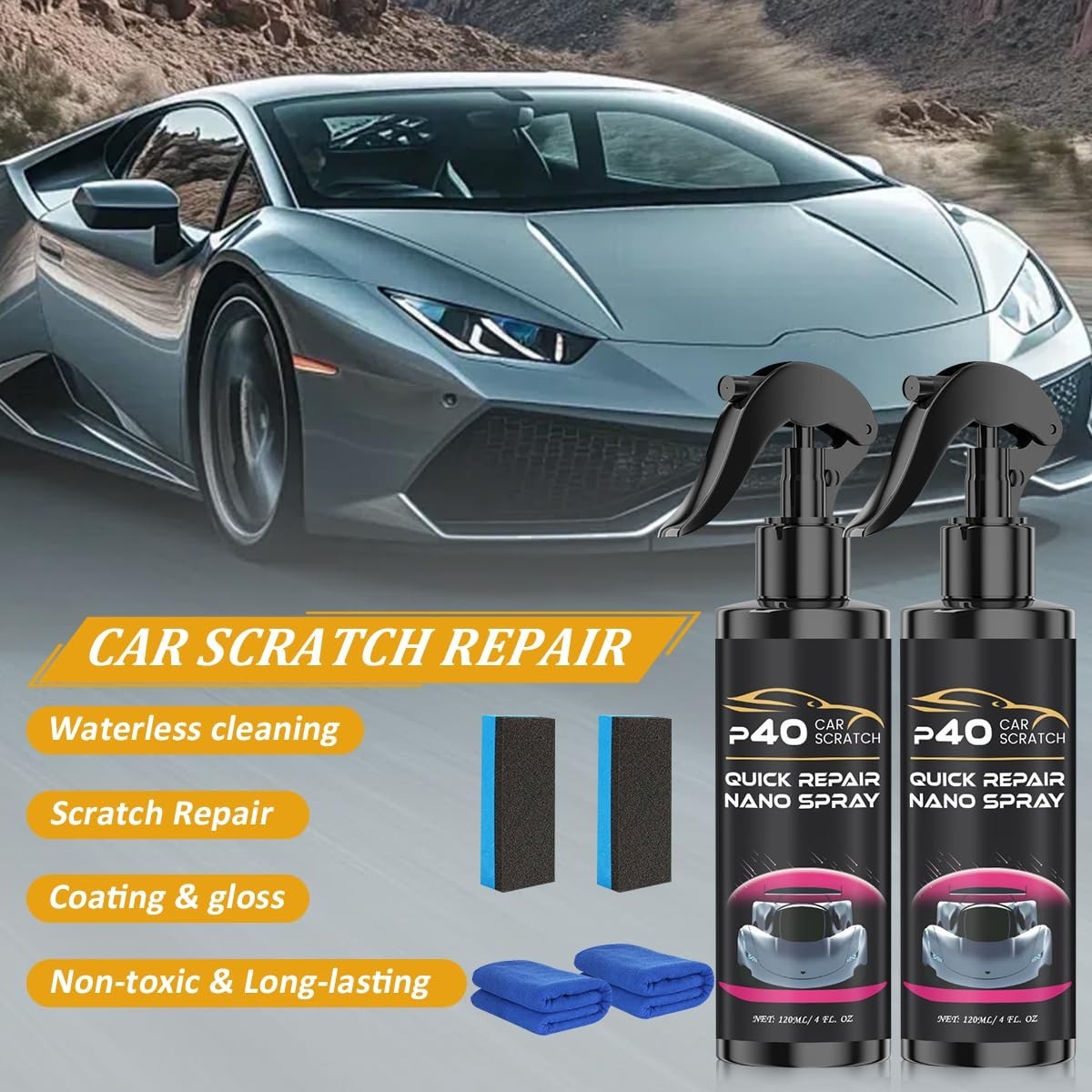 2Pcs Car Scratch Quick Repair Nano Spray – Instant Invisible Scratch Remover, Q