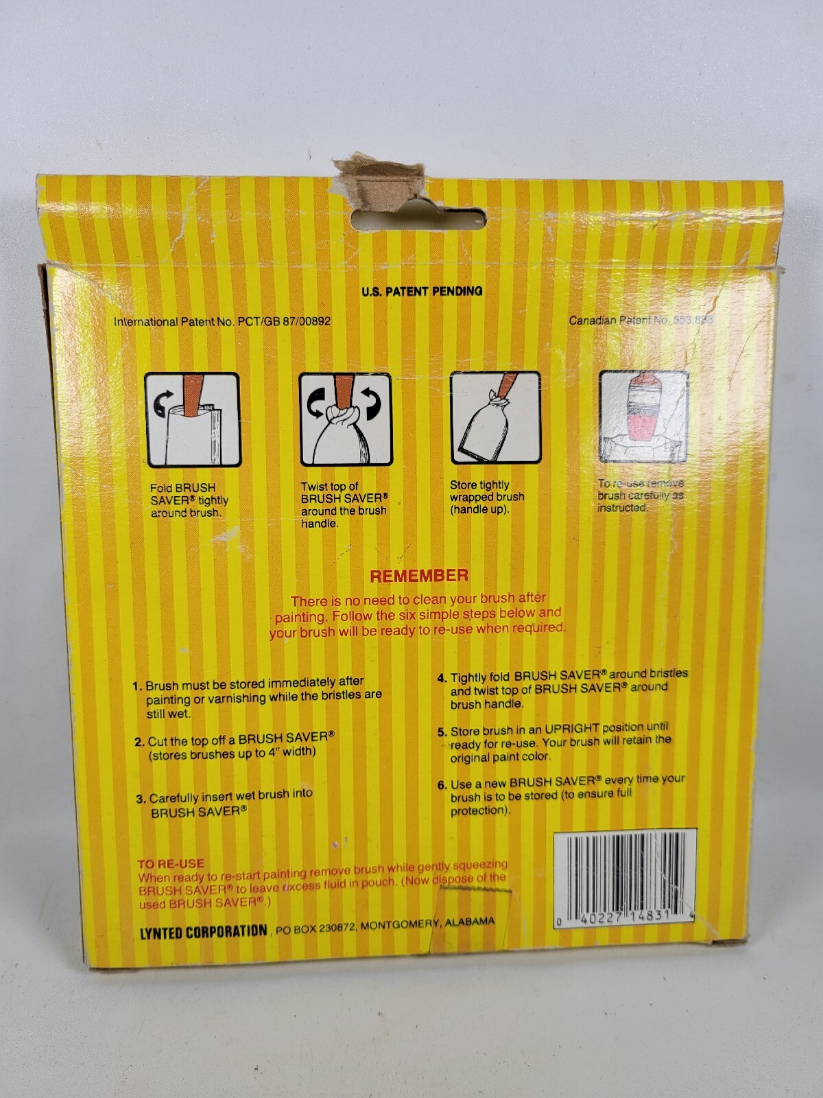 VTG NOS Brush Savers Paint Brush Solution Cleaner 5 Pouches Nontoxic Re-use USA