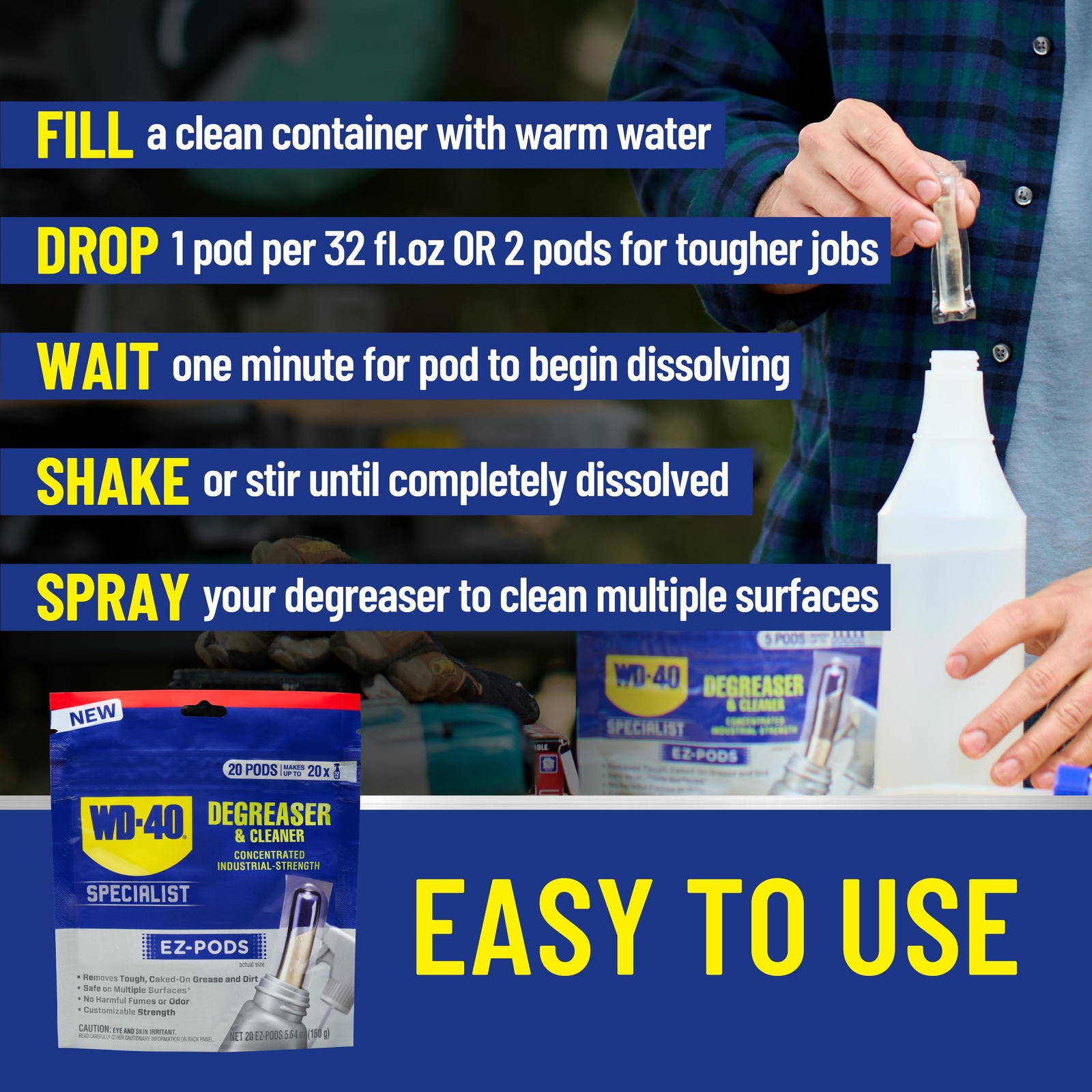 WD40 Degreaser Cleaner Pods 6 Pack Multi Surface Heavy Duty Easy Use