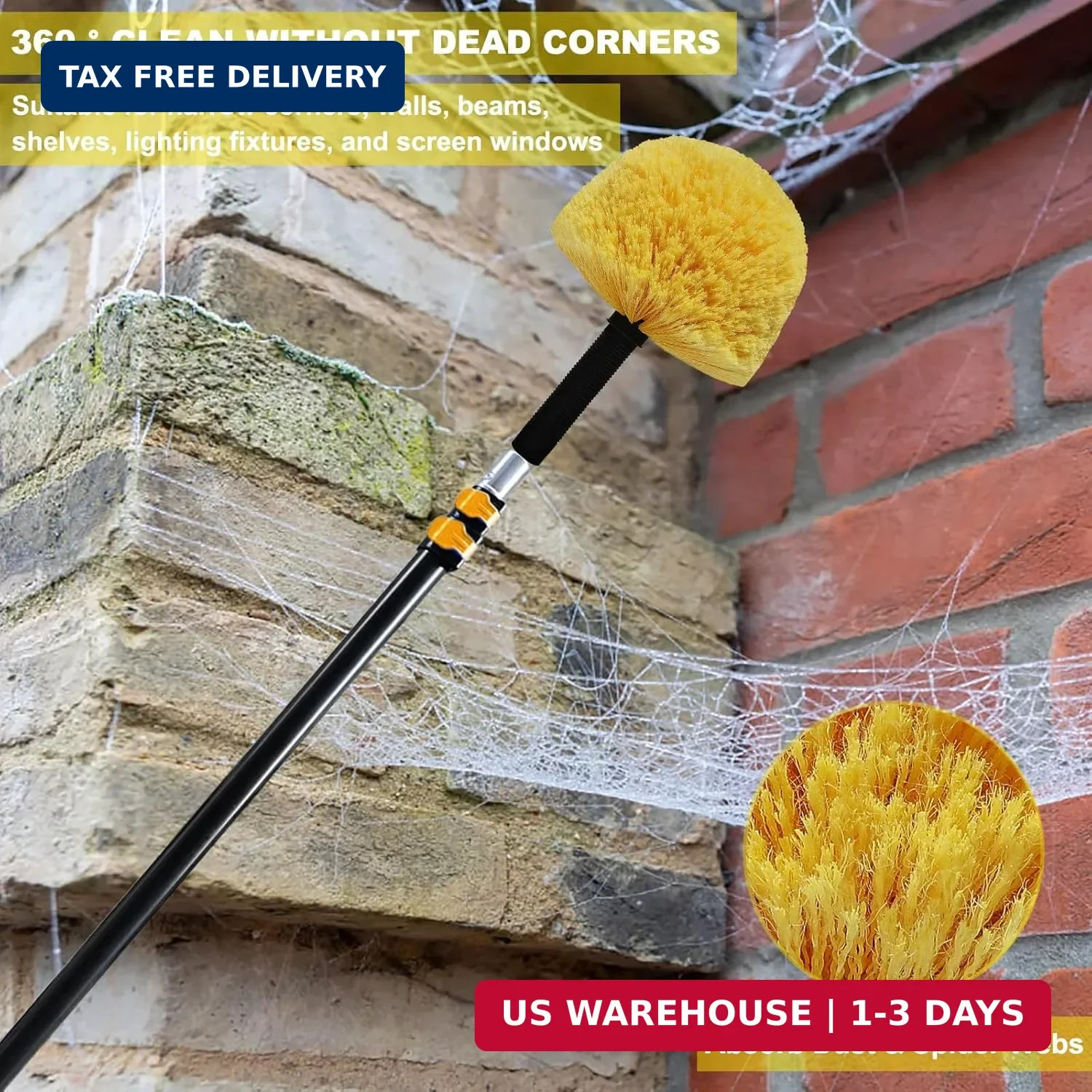 2 Pack Twist-On Cobweb Duster Head Brush – Efficient Indoor & Outdoor Spider Web