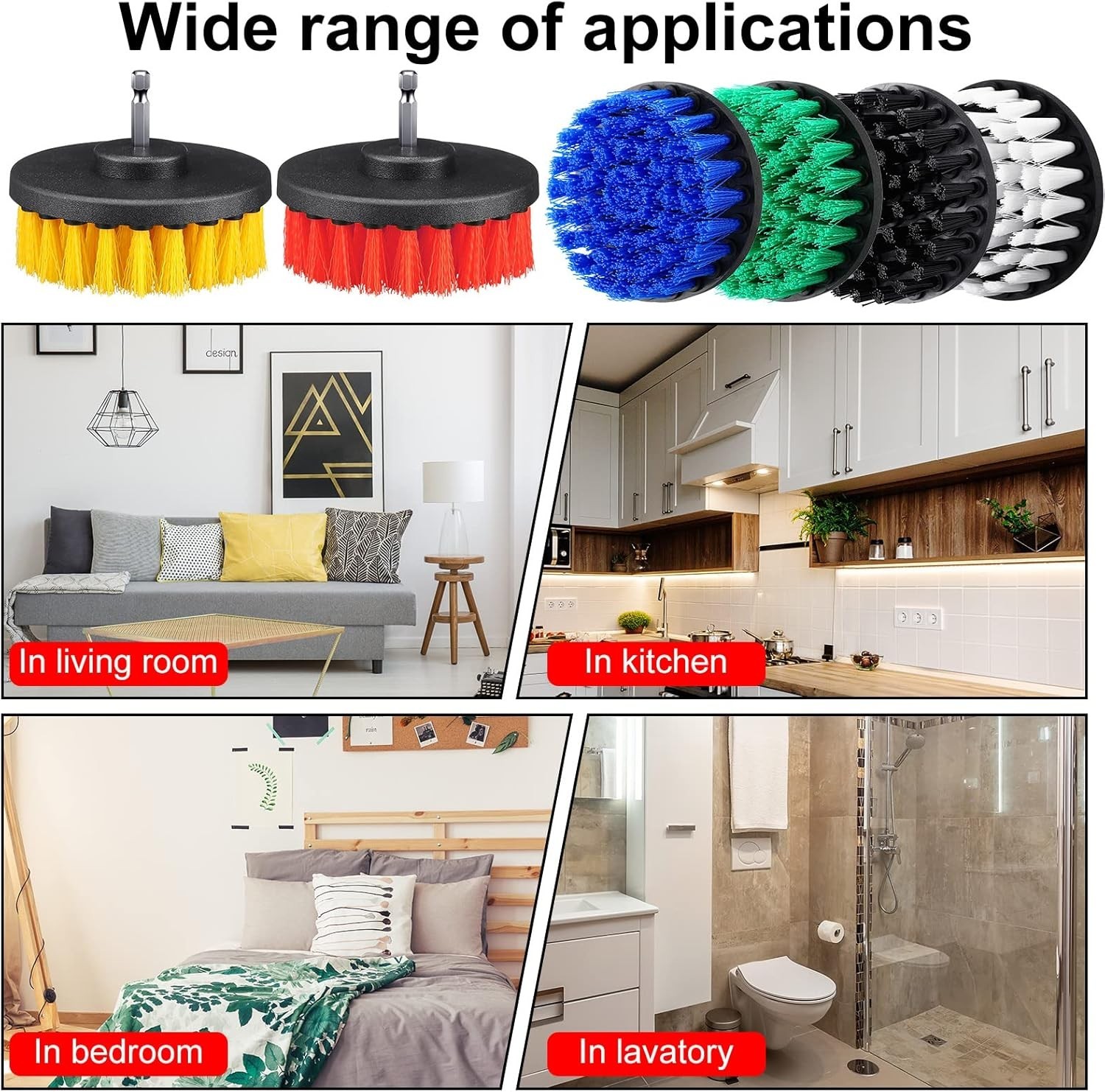 6 Pcs Drill Brush Attachment Power Scrubber Cleaning Kit Multi Purpose Drill