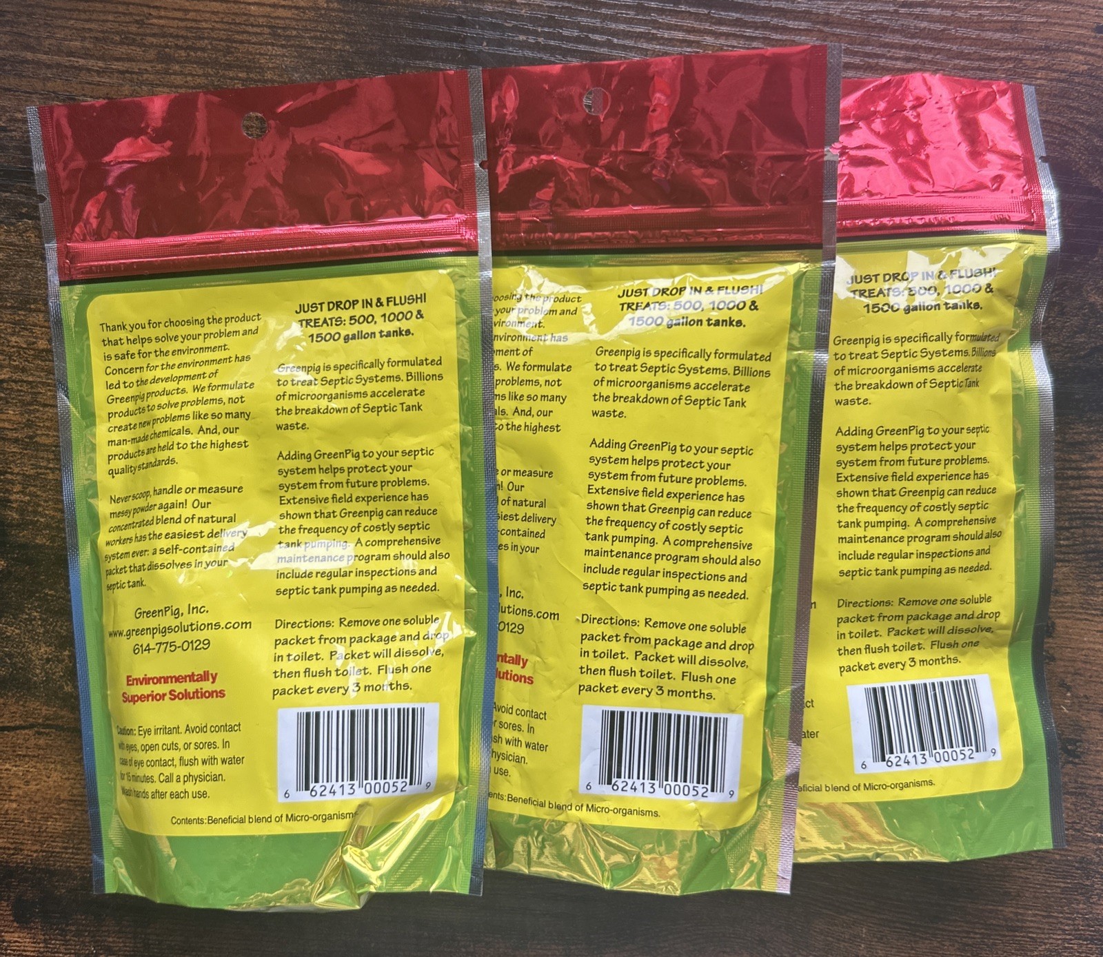 GREEN PIG Live Septic Tank Treatment Packets, 3 Year Supply ~ 4 oz ~ X3