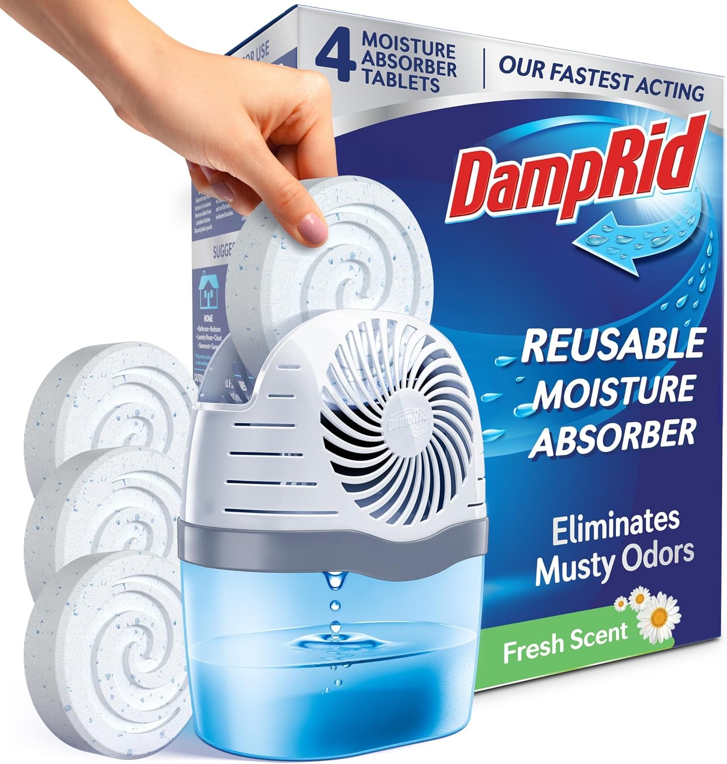 Reusable Moisture Absorber W/ 4 Drop-In Tablets Fragrance Free 15.8 oz. Attract