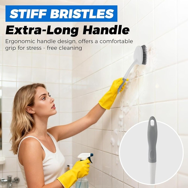 3 Piece Cleaning Brush Set Scrub Brush Tile Crevice Durable Stiff Bristles New