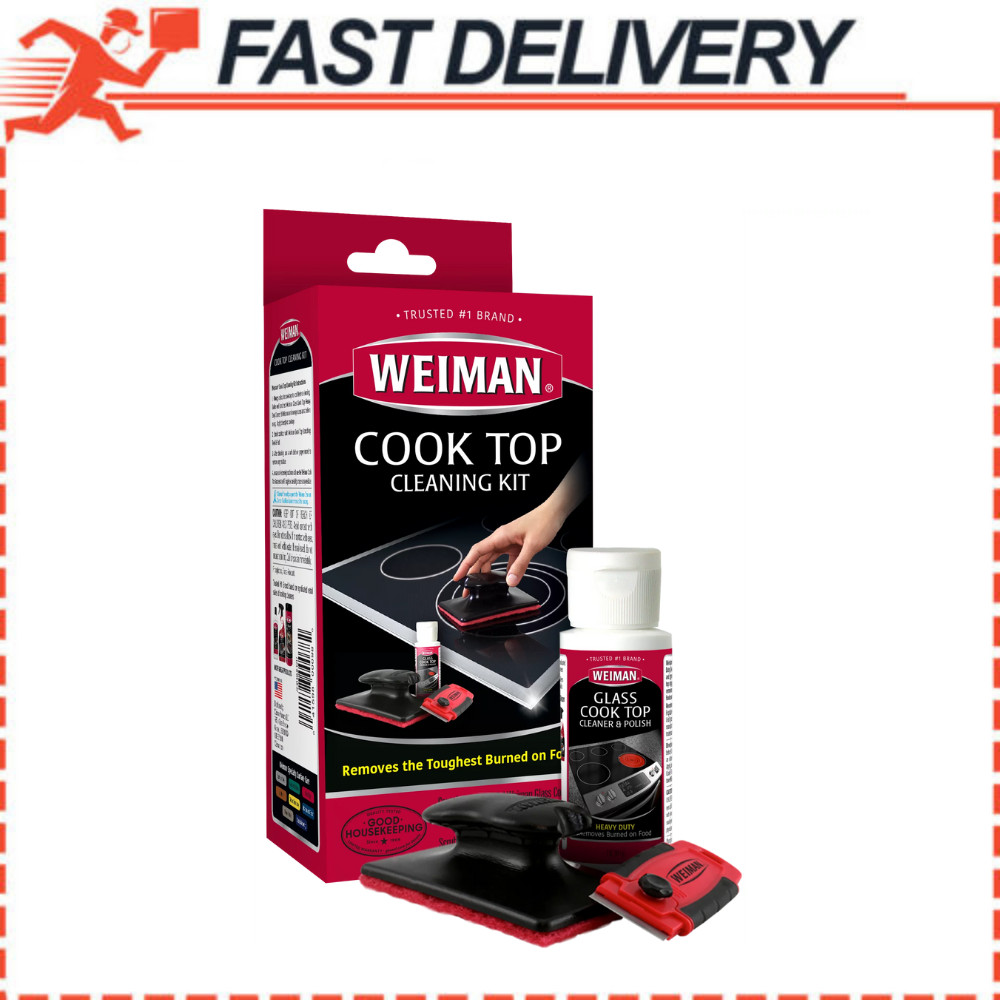 Weiman Glass Stove Top Complete Cleaning Kit Cleaner Scrubber & Scraper Included