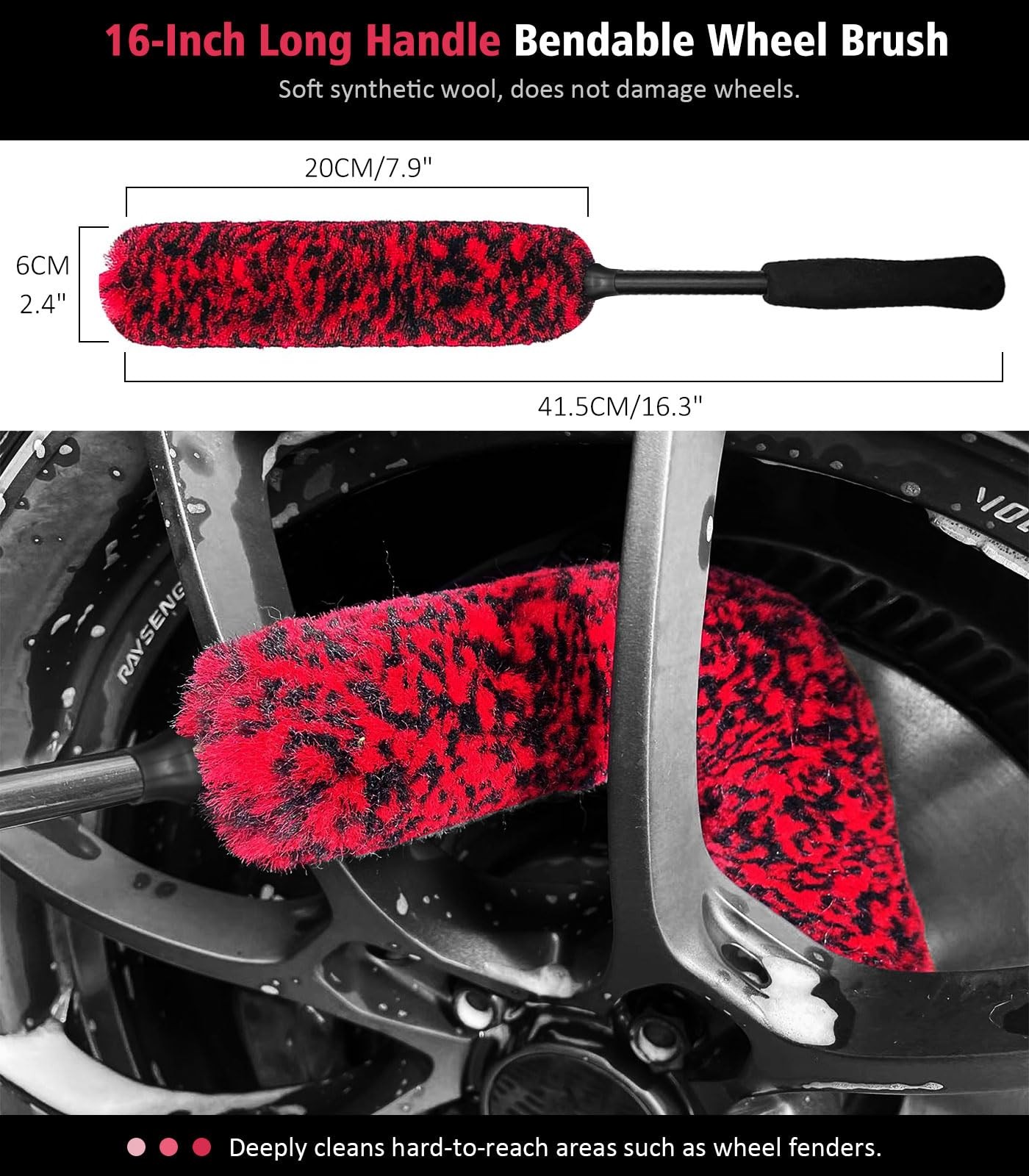 6PCS Motorcycle Cleaning Kit with Boar Hair Detailing Brush-Safe for Chrome,C…