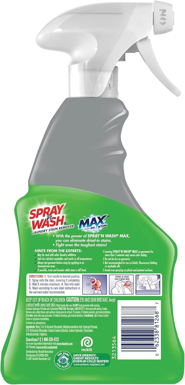 Maximum Strength Spray N’ Wash Stain Remover – 16oz Essential for Tough Stains