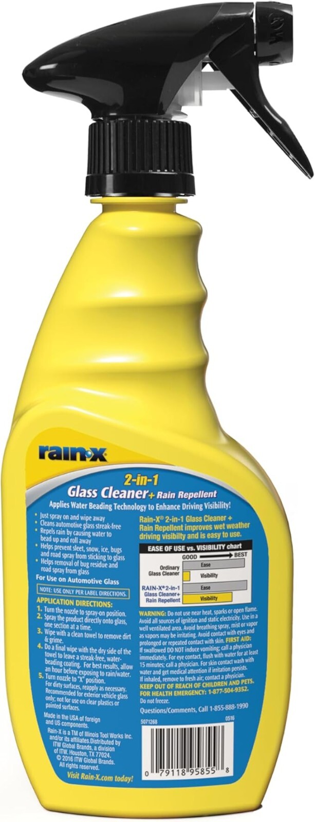 Rain-X Glass Cleaner Rain Repellent 23 fl oz Apllies Water Beading Technology