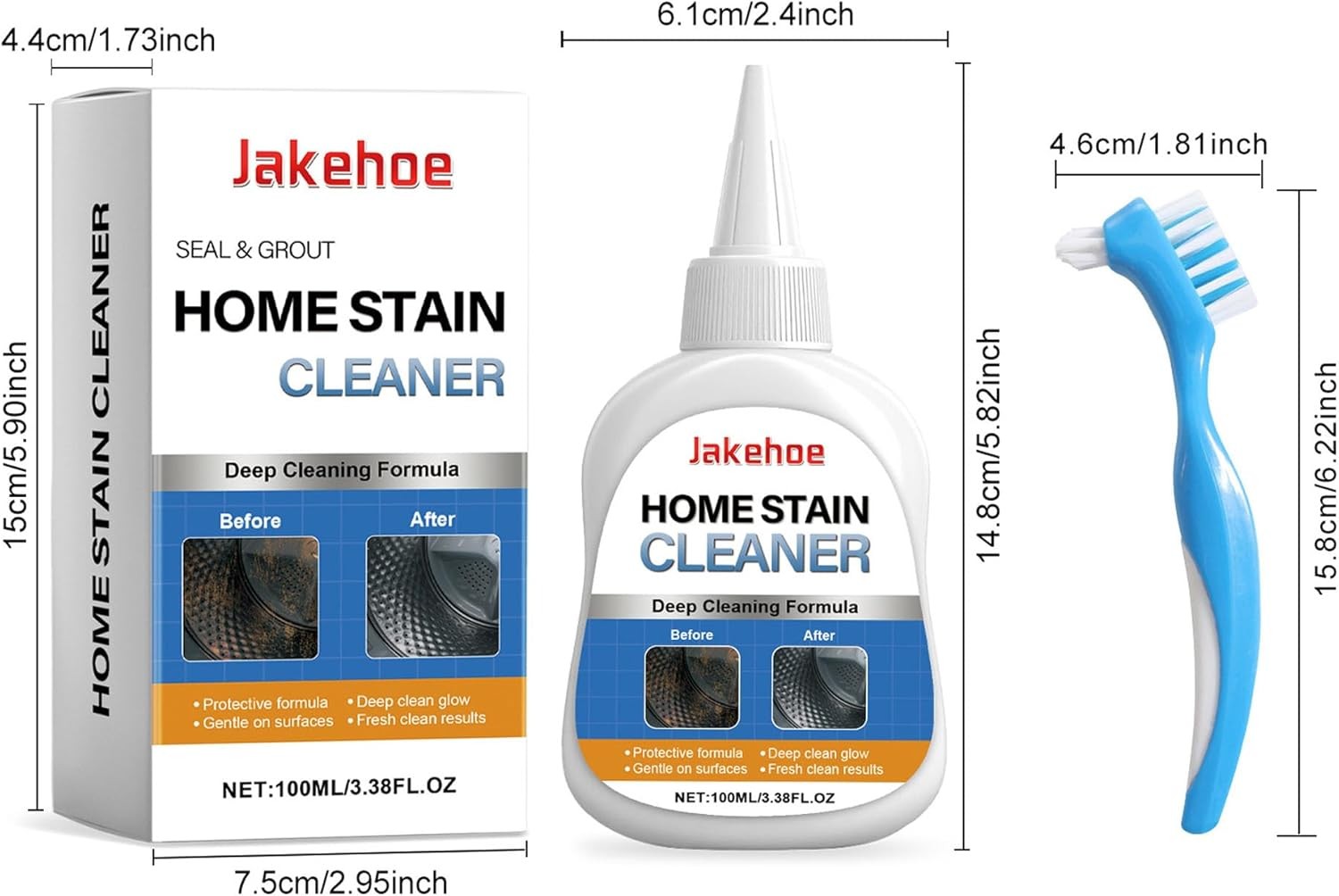 Home Stain Cleaner, Heavy Duty Mold & Bathroom Stain Remover With Brush USA
