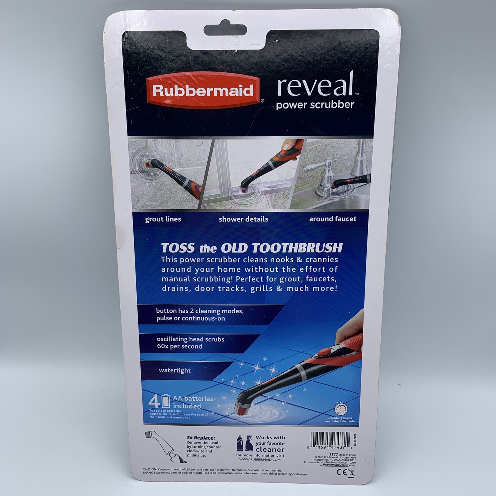 Rubbermaid Reveal Power Scrubber Grout & Tile Cleaner Sealed Brand New