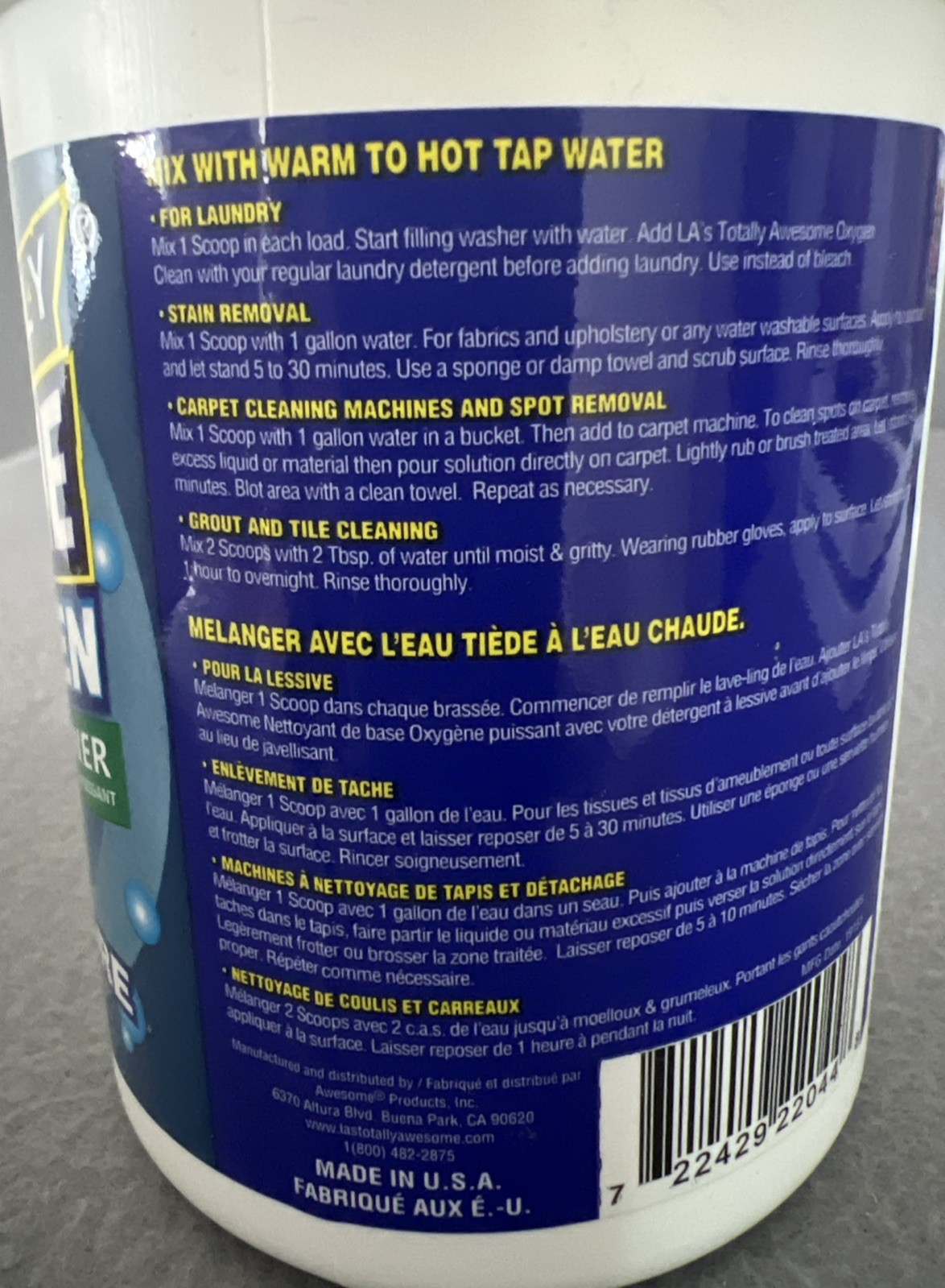 Lot of 2 LA’s Totally Awesome Power Oxygen Base Cleaner Chlorine Free 16 oz NOS