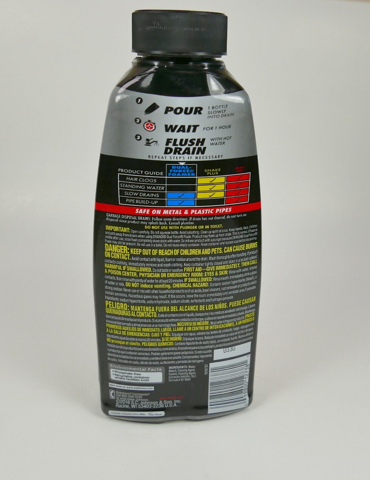 Commercial Line Drano Dual-Force Foamer Clog Remover 17 fl.oz. Bottle
