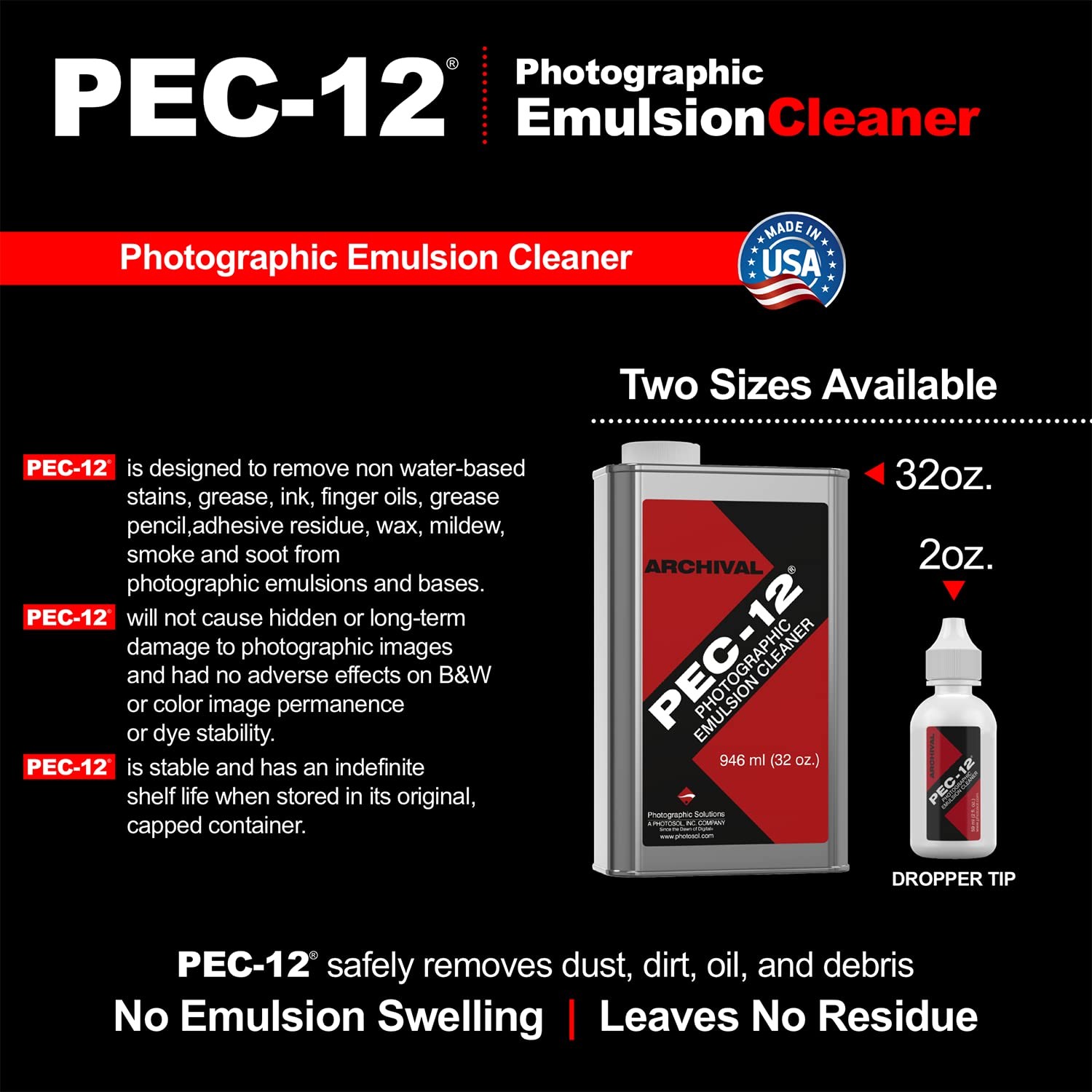 PEC12 Photographic Emulsion Cleaner Kit and PECPAD Lint Free NonAbrasive Wipe…