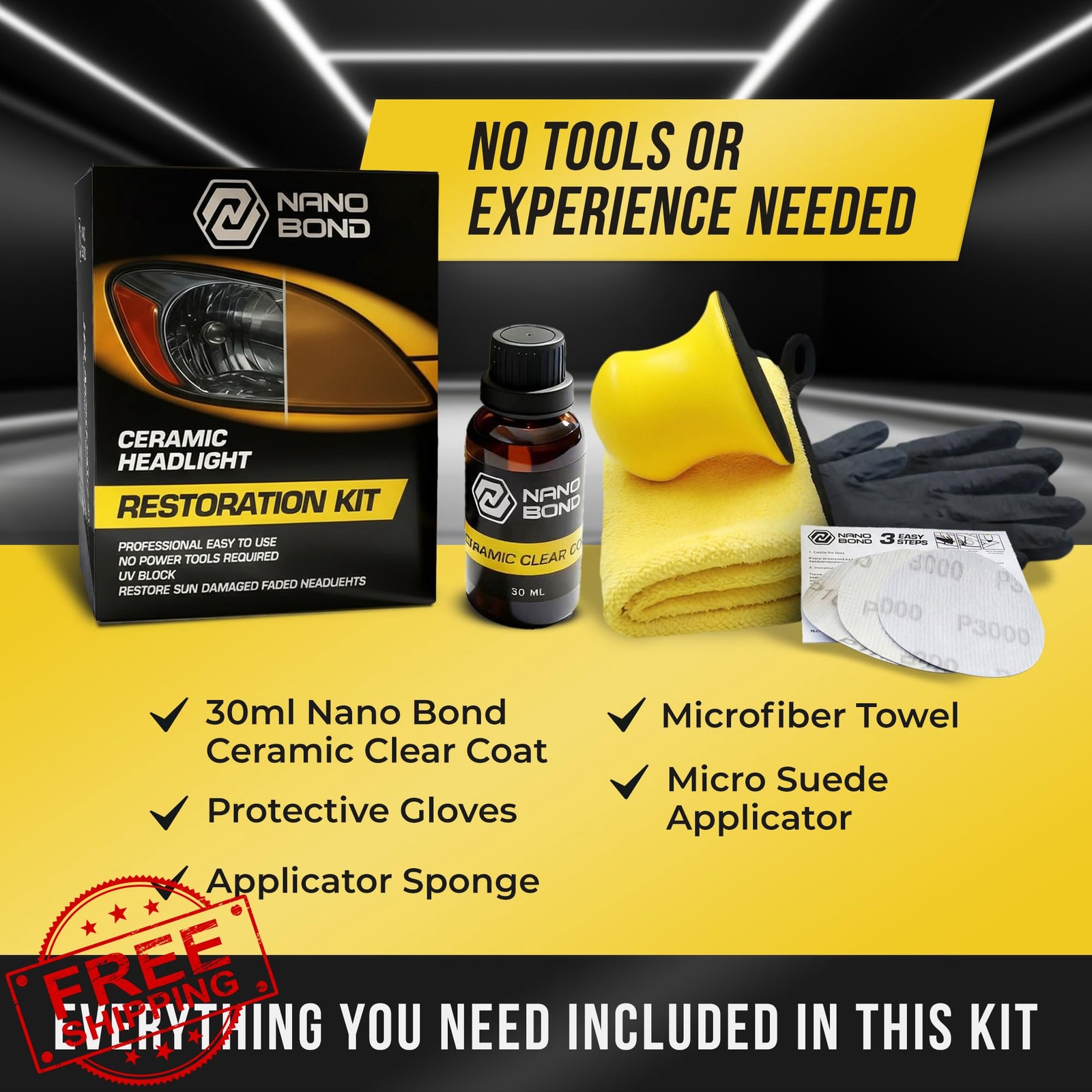 Nano Bond Ceramic Headlight Restoration Kit 30ml Bottle