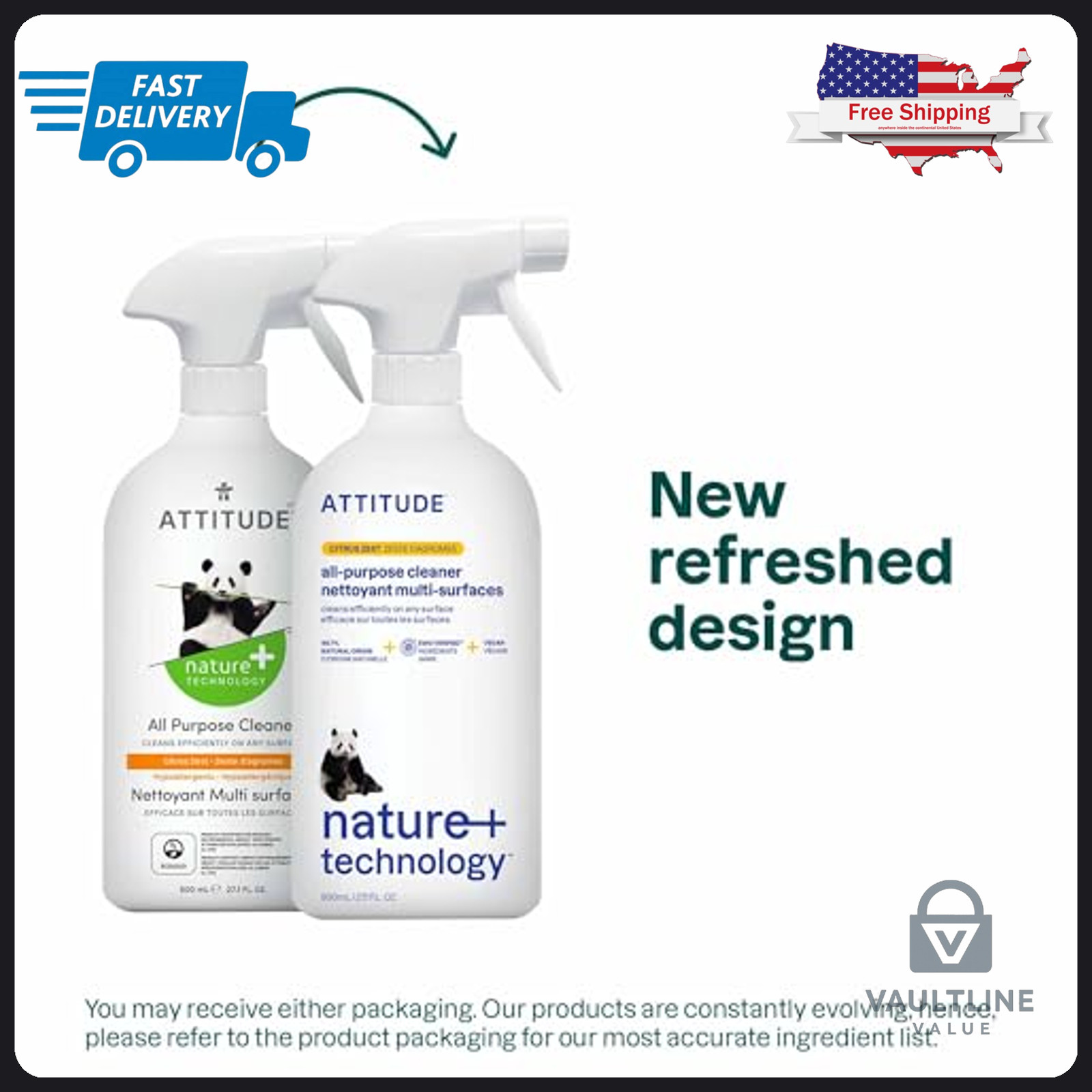 ATTITUDE All Purpose Cleaner 27.1 Oz Citrus Zest Plant-Based Spray