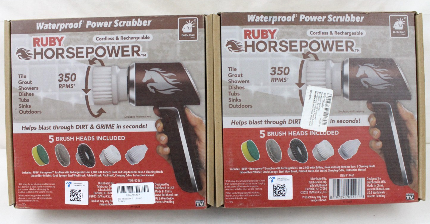 2 Handheld Cordless Rechargeable Spinning Power Scrubber Ruby Horsepower ZZ