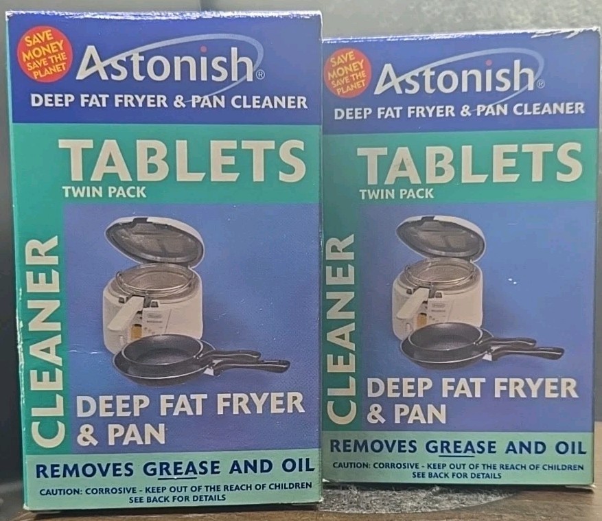 Astonish Cleaner Tablets Twin Packs Deep Fat Fryer & Pan Vintage Lot Of 2