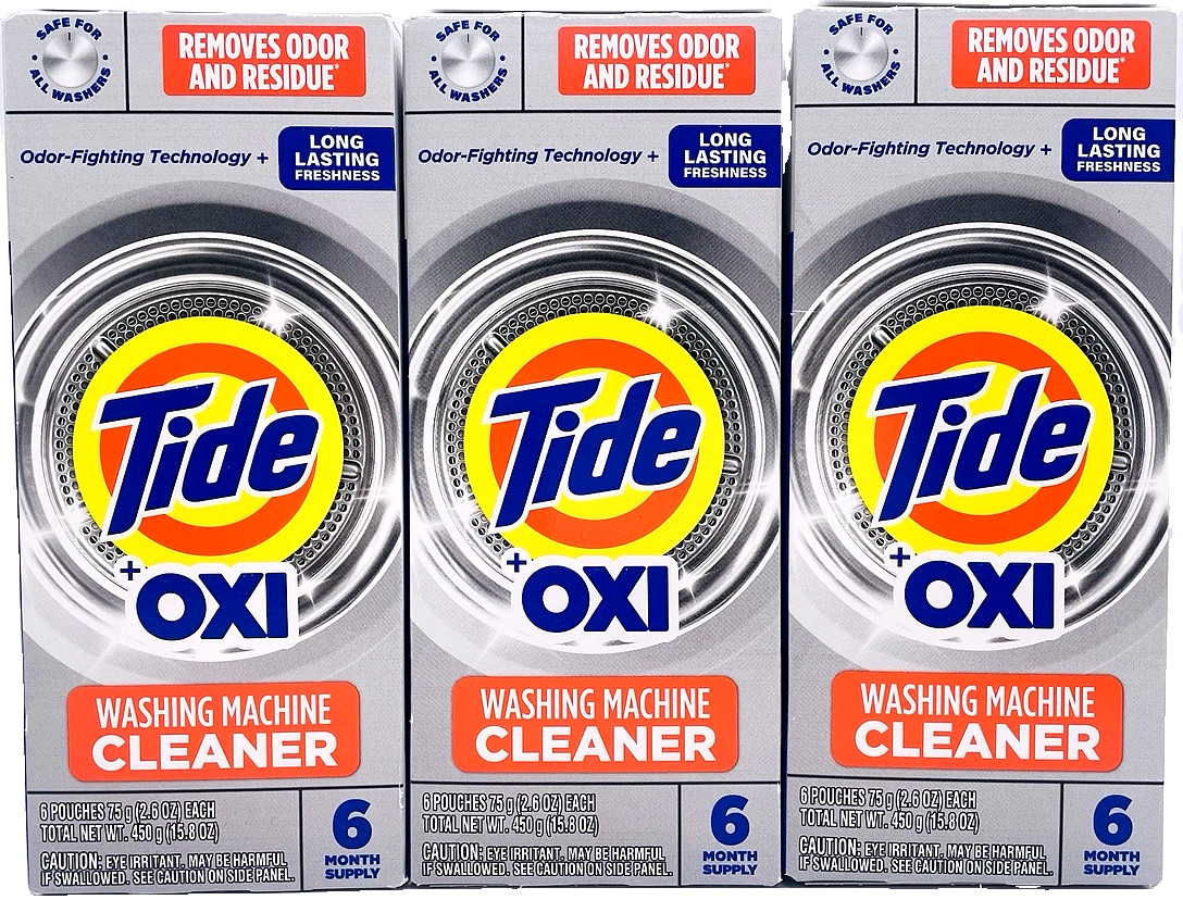 Tide Washing Machine Cleaner with Oxi, Odor Eliminator-6 Ct x 3 Pack=18 Pouches