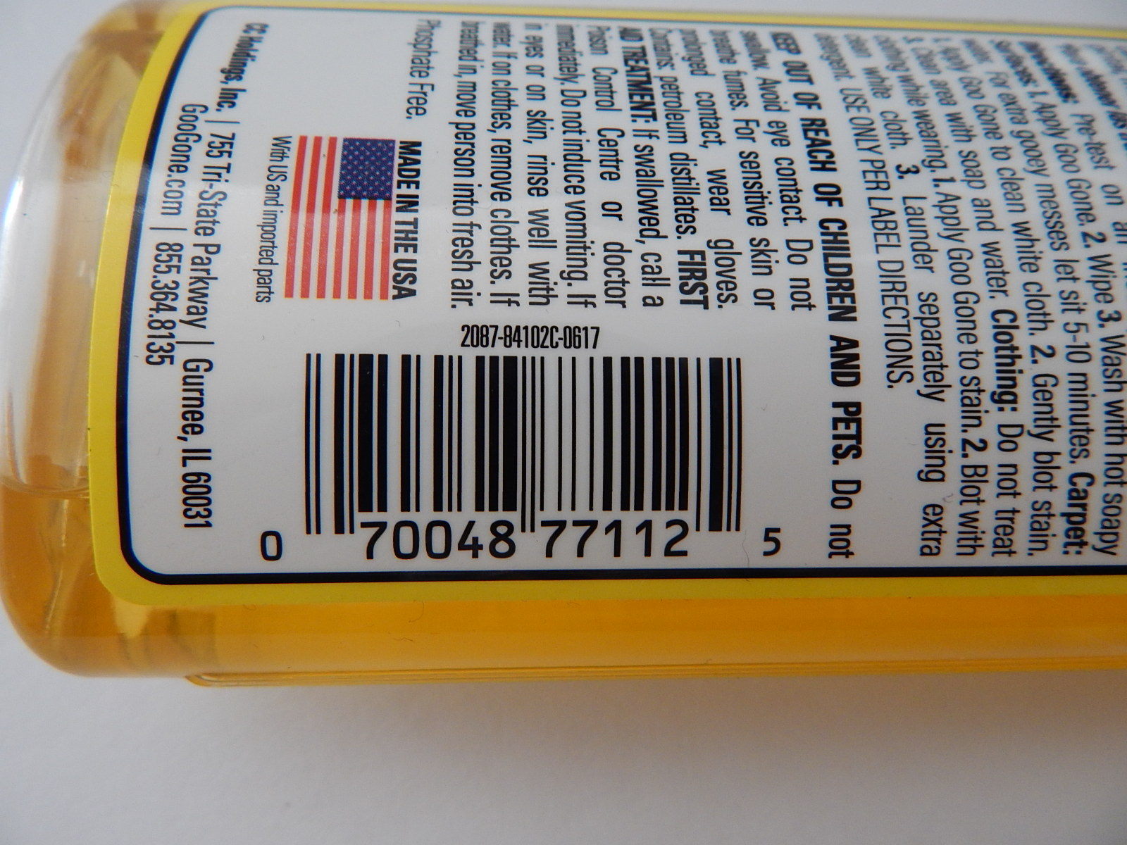 Goo Gone Goo Adhesive & Sticker Remover 8FL. OZ Made In the USA New
