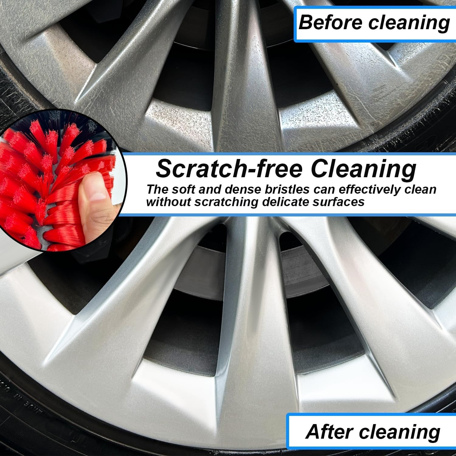 Wheel Brush Kit Soft Nylon Drill Wheel Cleaner Brush Set for Cars Rims Engines