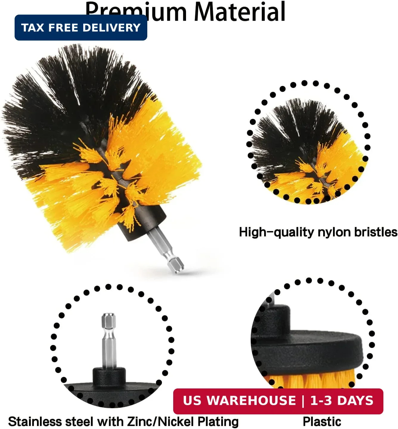 8 Pack Drill Brush Attachment Set, 1/4in Power Scrubber Brush+ Extend Long Rod,