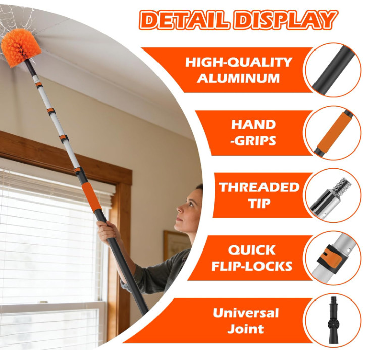 Set Limpieza Extensible 5-20FT Para Ventilador Telarañas Y Todo El Hogar