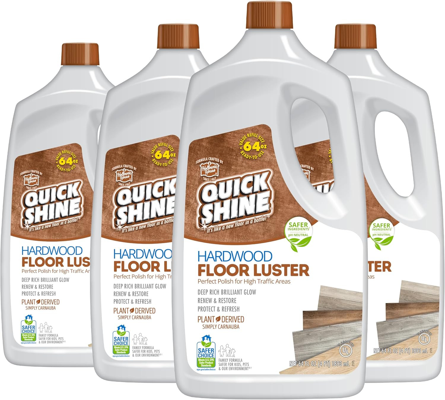 Hardwood Floor Luster-Polish 64Oz | Plant-Derived W/Carnauba | Safer Choice, No