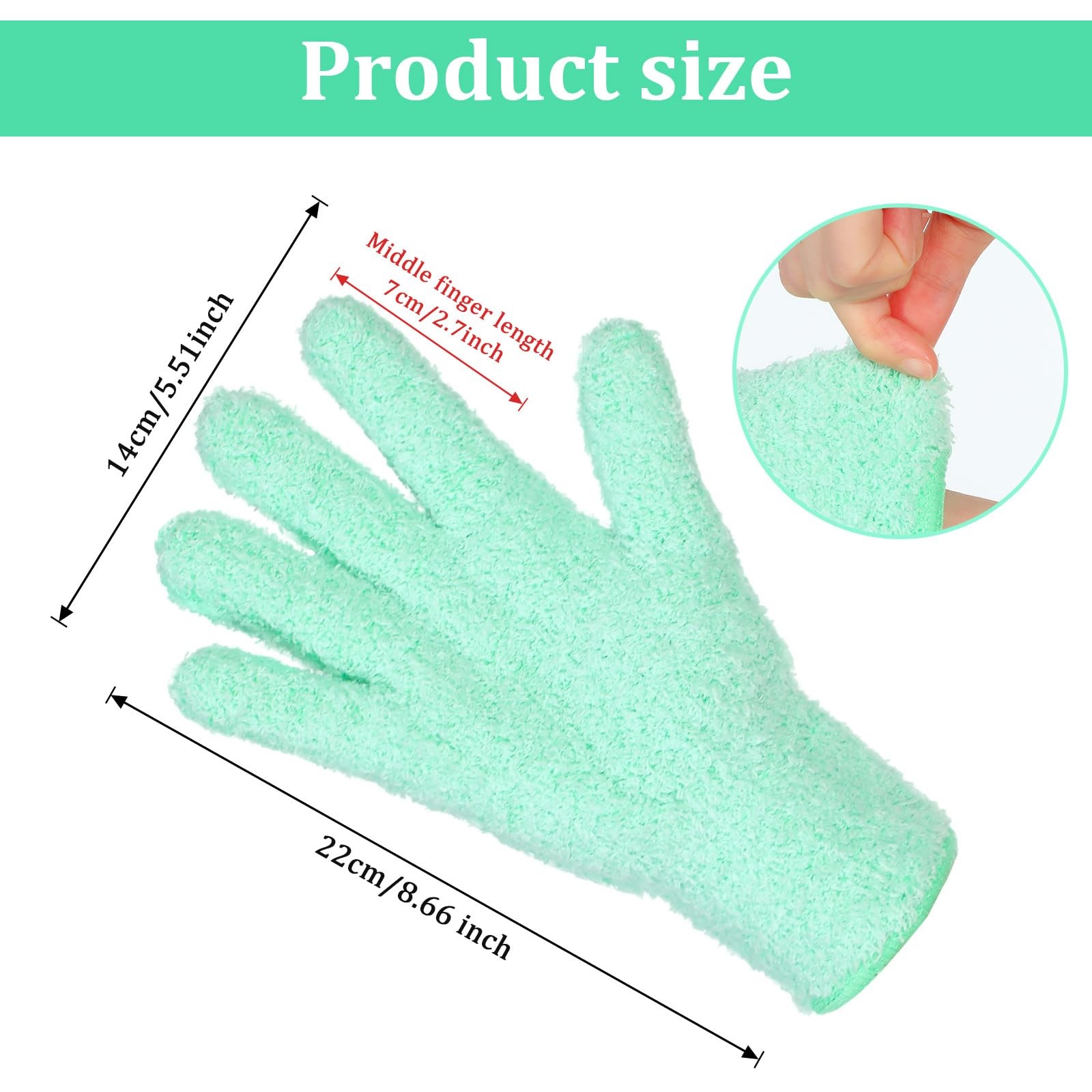 Ouligay Microfiber Gloves for Plant Dusting, Reusable Washable Small, Green