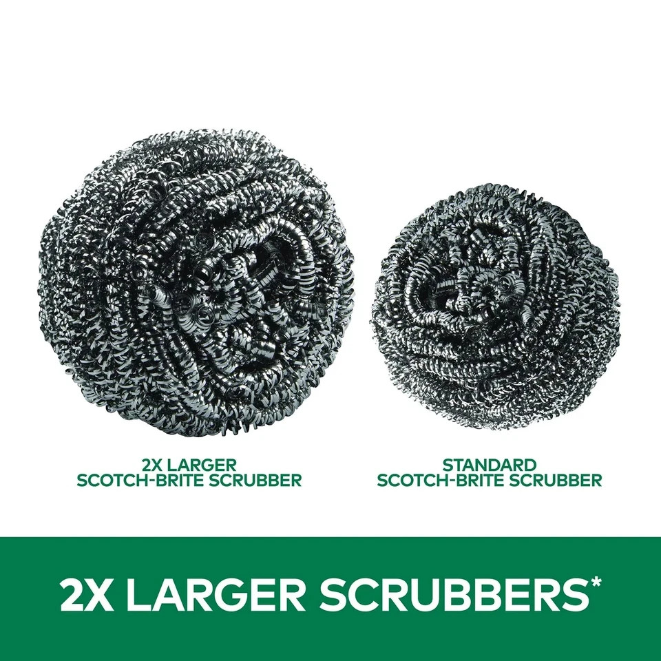 Scotch-Brite Stainless Steel Extra Large Scrubbers,16 count. Free Shipping