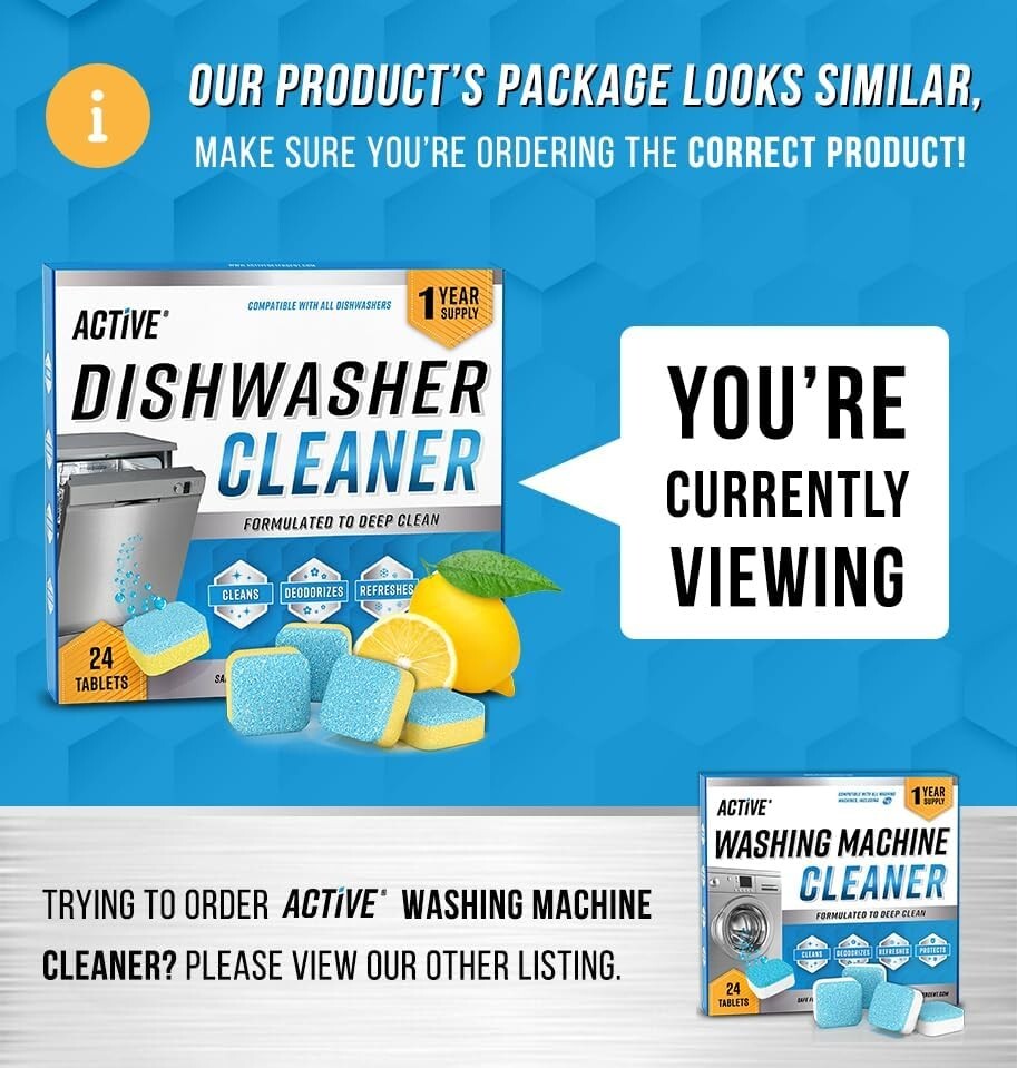 24 Dishwasher Cleaner And Deodorizer Tablets Pack Deep Cleaning Pods