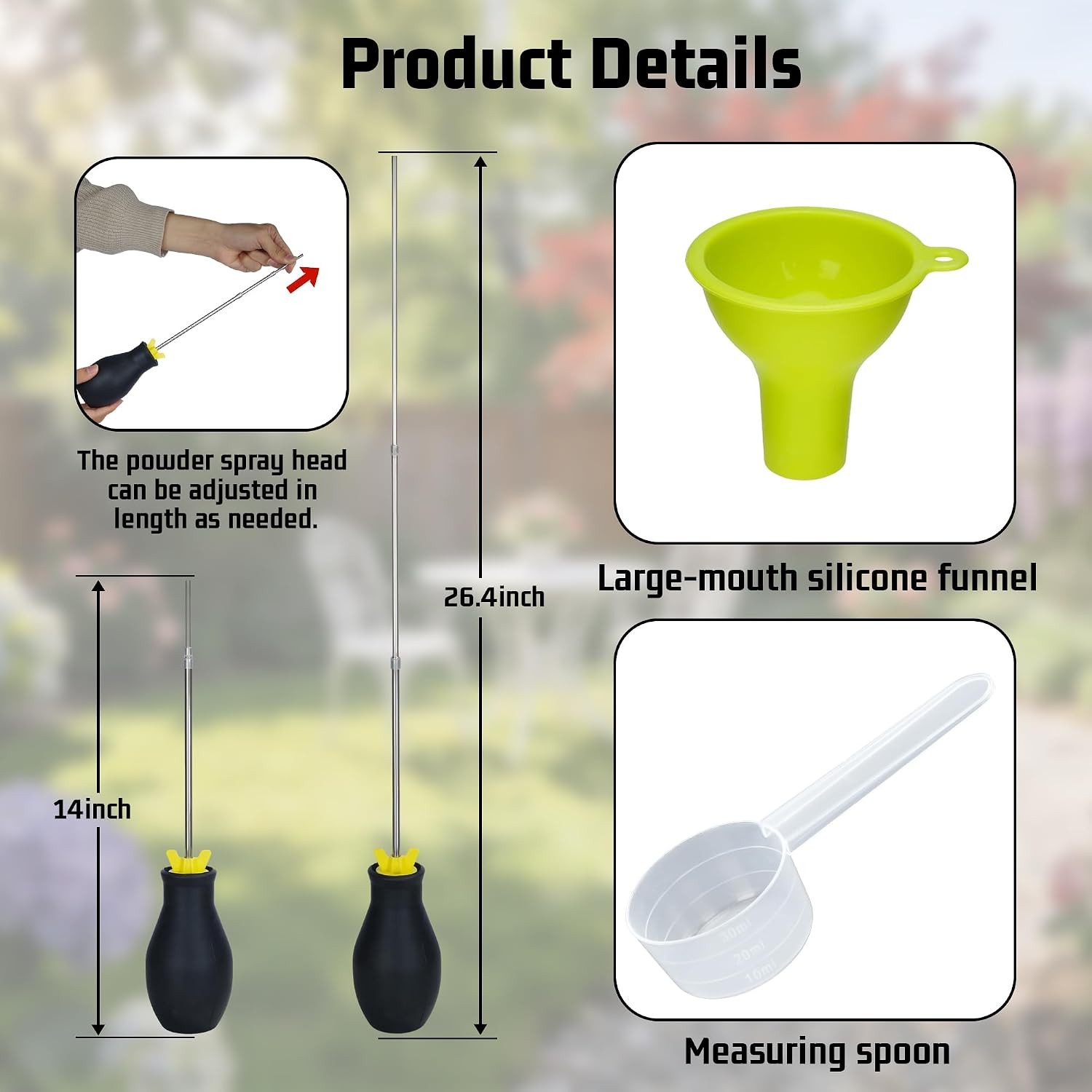 Powder Duster for Diatomaceous Earth, 14″-26.4″ Adjustable Telescopic Powder