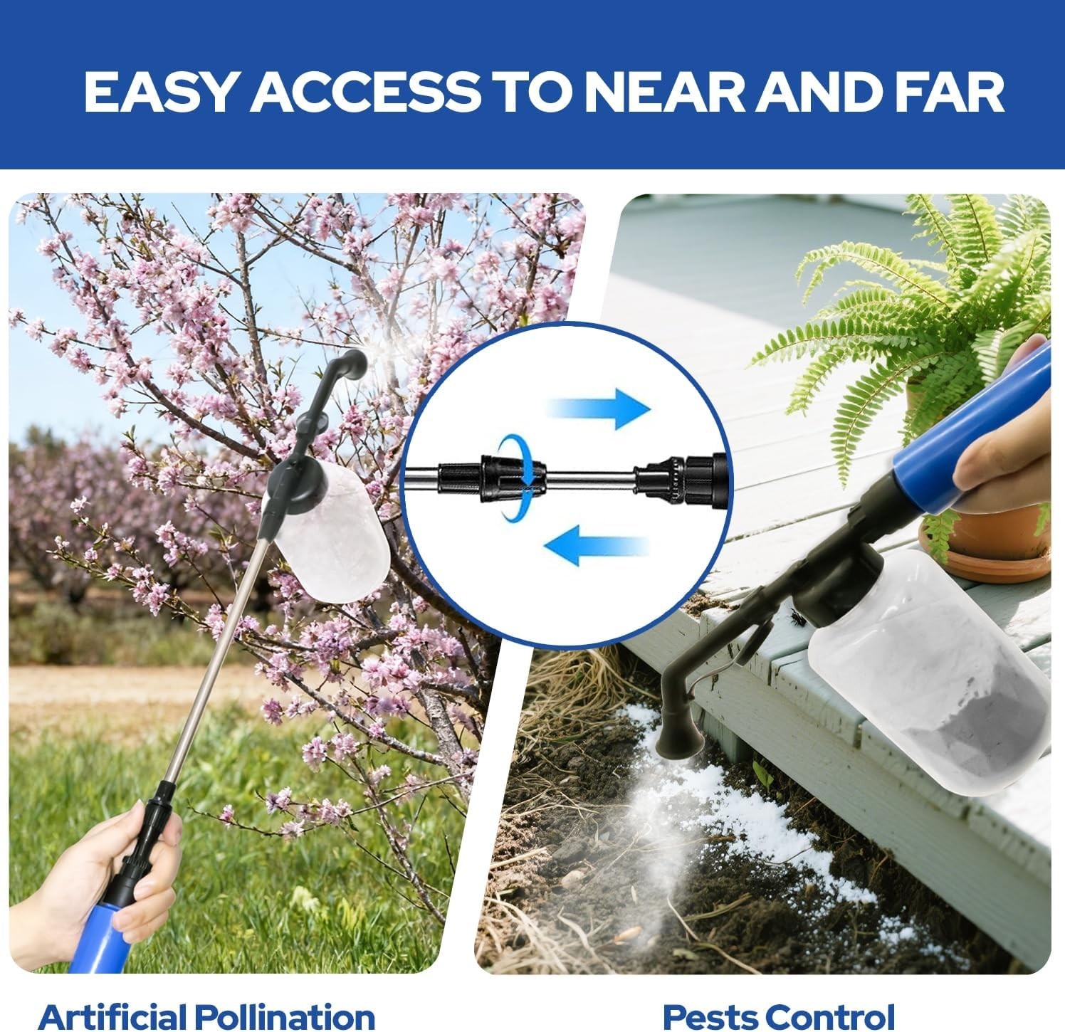 Diatomaceous Earth Powder Duster – 250ml Adjustable 17-50 Inch Powder Sprayer wi