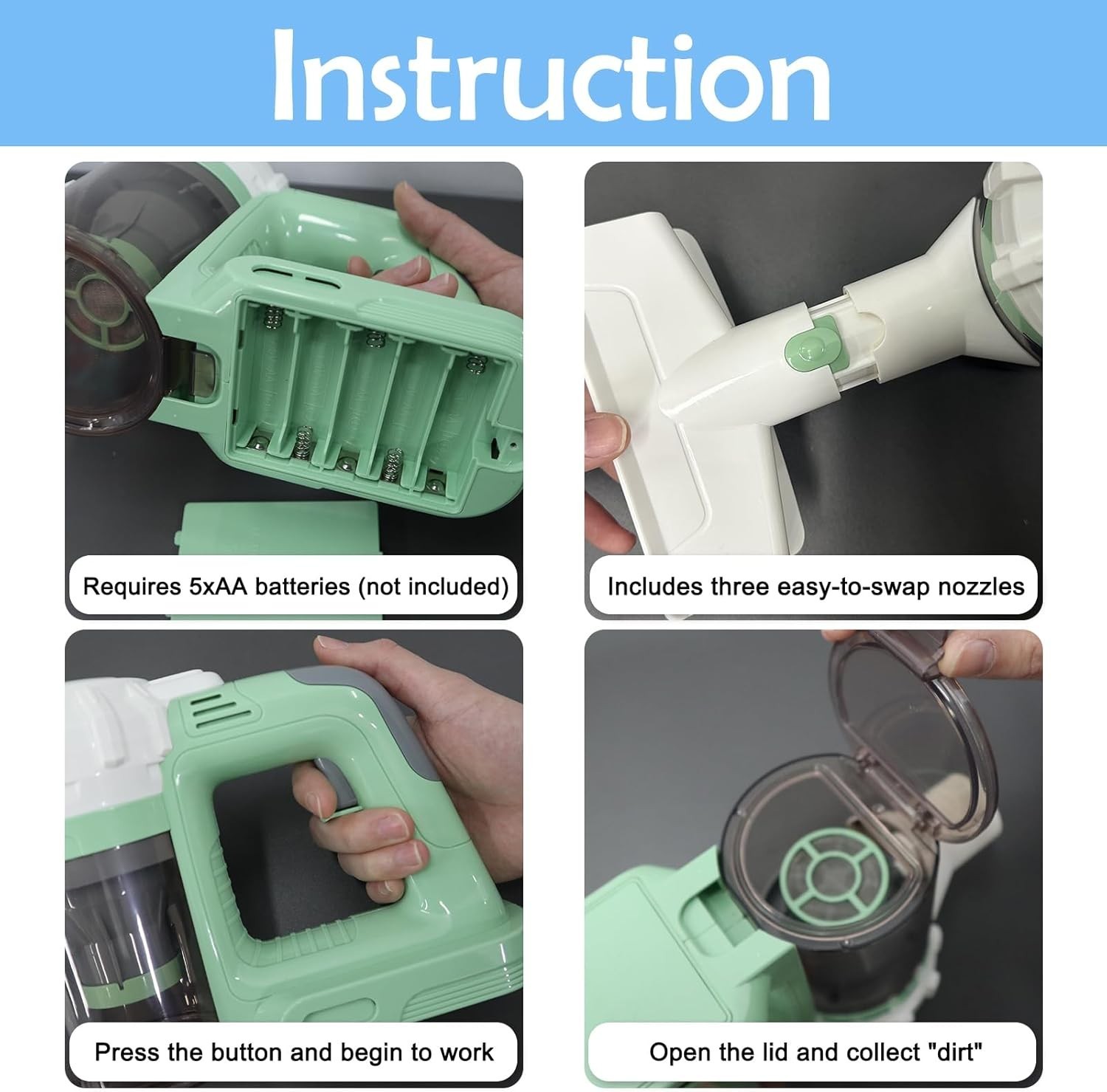 Kids Vacuum Cleaner Set 9 Pcs ABS Material Toddler Toy Cleaning Gift for Kids 3