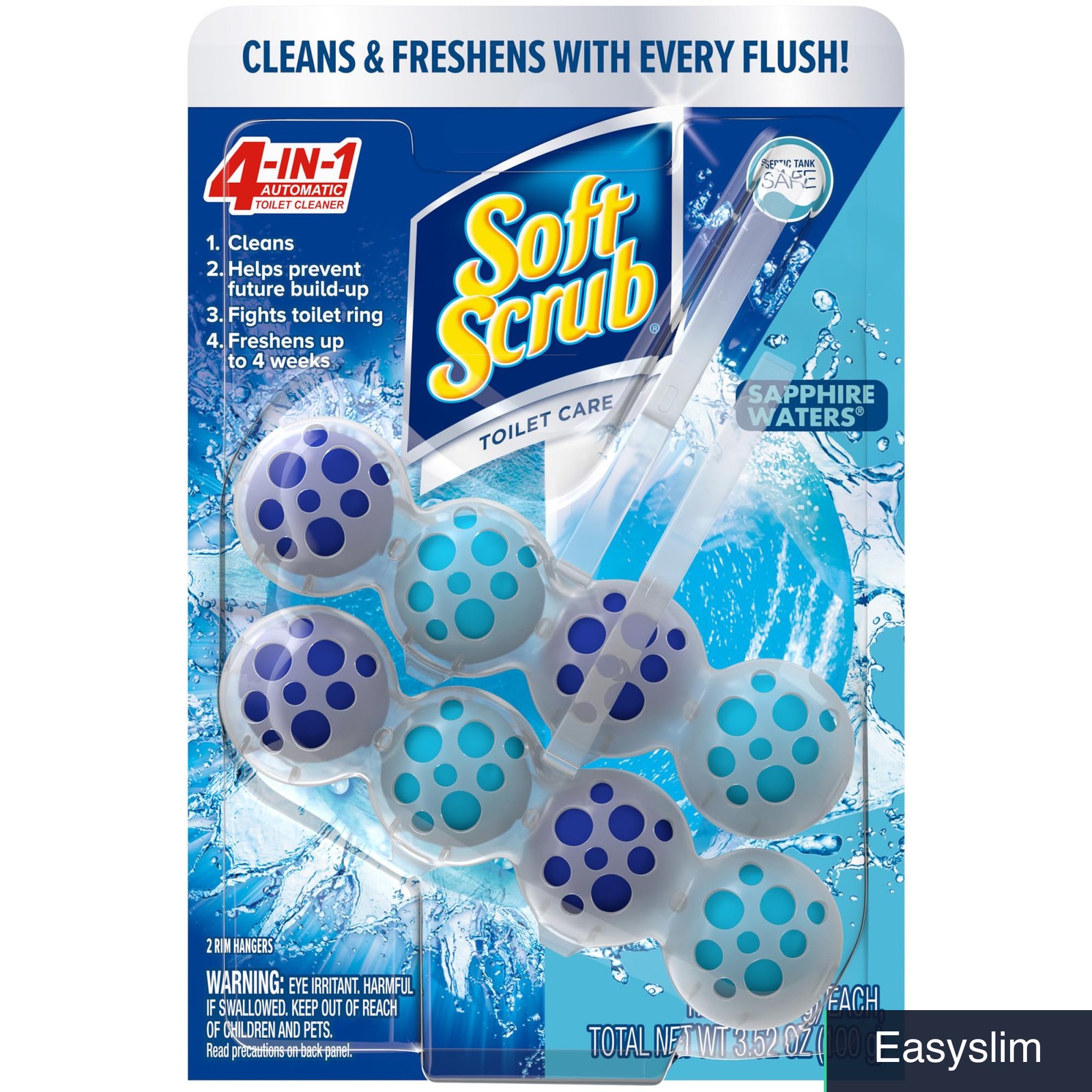 Toilet Bowl Rim Hanger Cleaner Freshener Sapphire Waters Scent 2-Pack