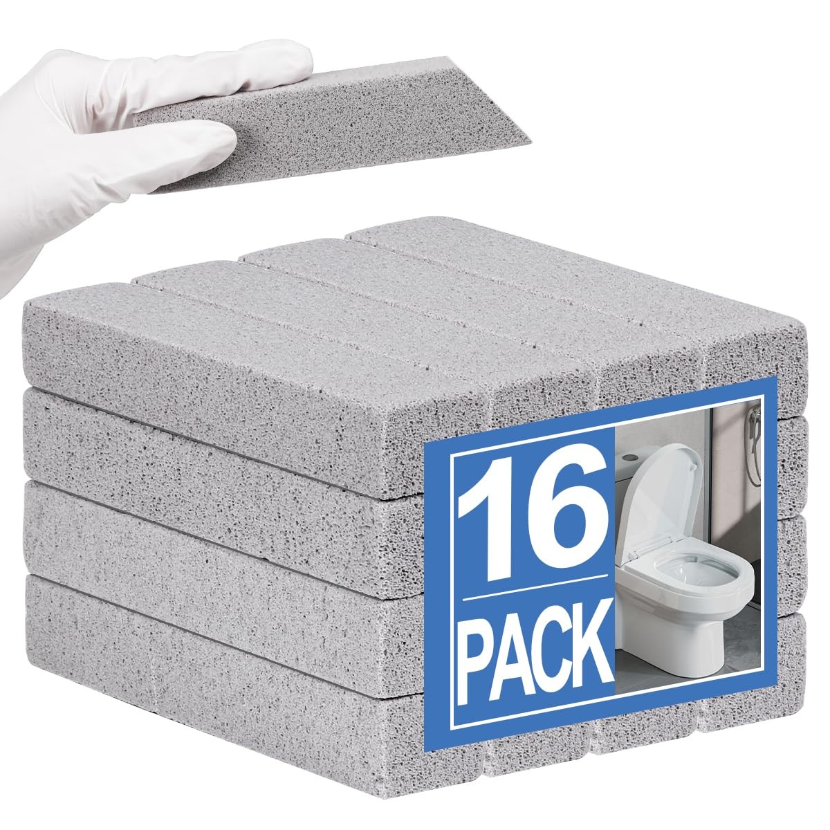 16 Pack Pumice Stone Toilet Bowl Cleaning, Powerfully Pumice Stick for Cleani…