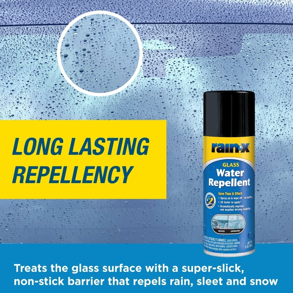 Water-Repellent Glass Treatment Aerosol Spray 12 oz Invisible Protection Coating