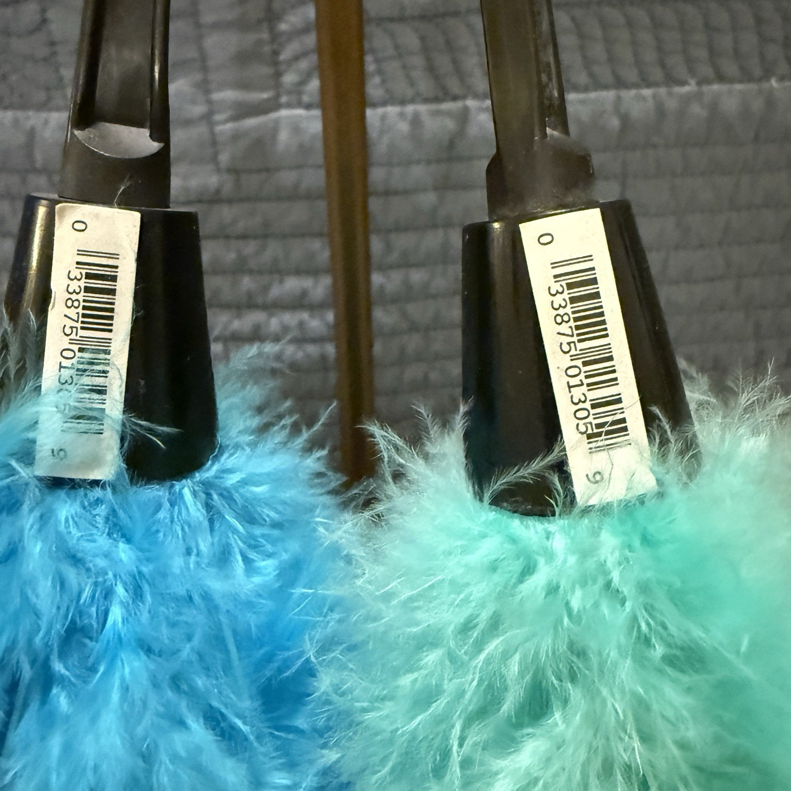 Vintage Feather Dusters Set Of 2 Blue Green Plastic Handle 14” Theatre