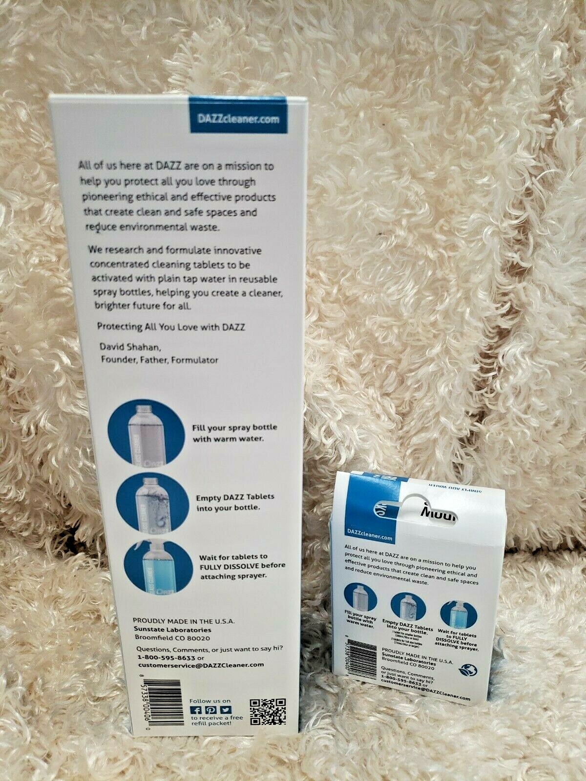 DAZZ Window And Glass Cleaner Starter Kit & Refill Packs-Fresh Mint Lot/2 NEW!