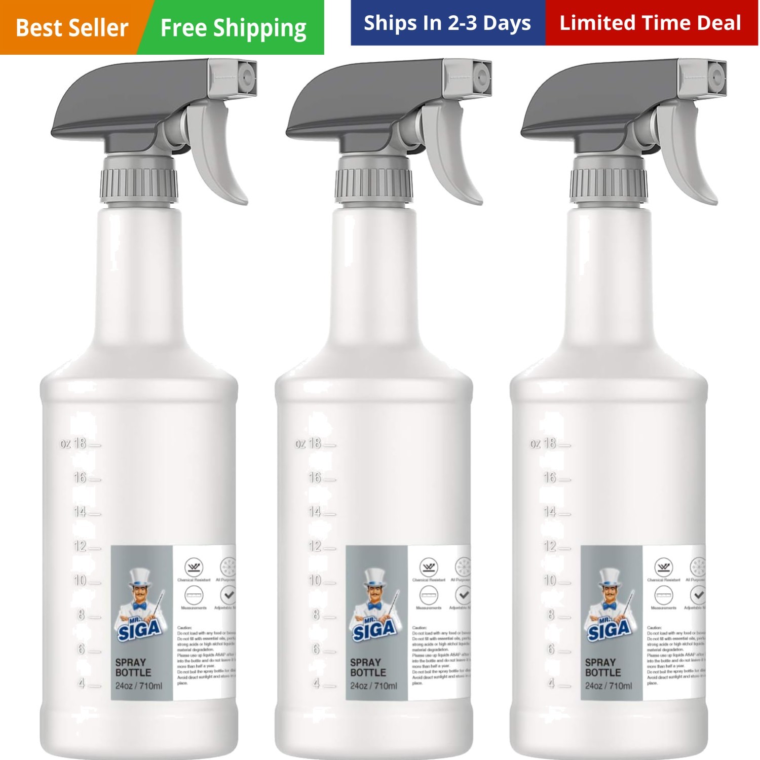 24 oz Empty Plastic Spray Bottles for Cleaning Solutions, Heavy Duty Househol…