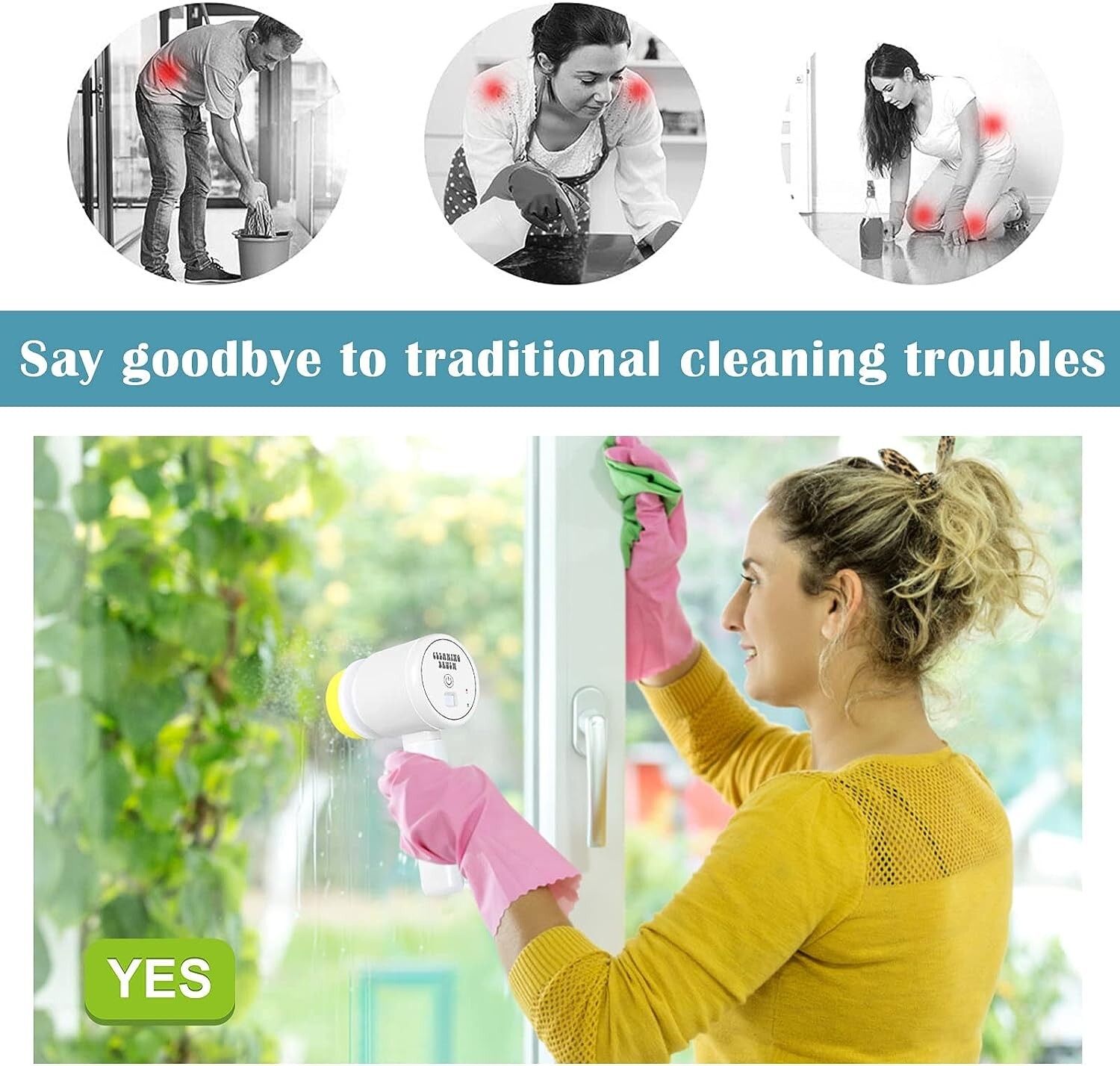 Handheld Wireless Electric Spin Household Cleaning Brush Rechargeable Foldable