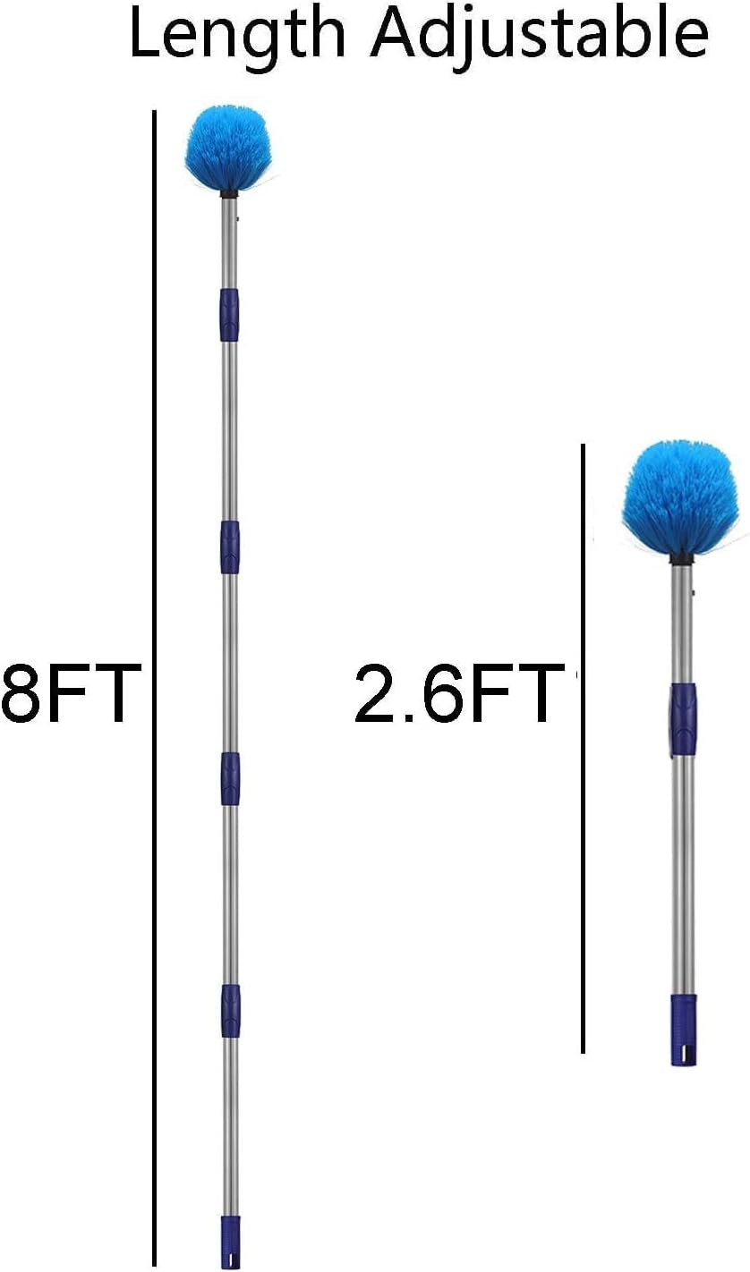 48″ Long Extend Handle Cobweb Duster Reach Medium Stiff Bristle Brush Cleaning