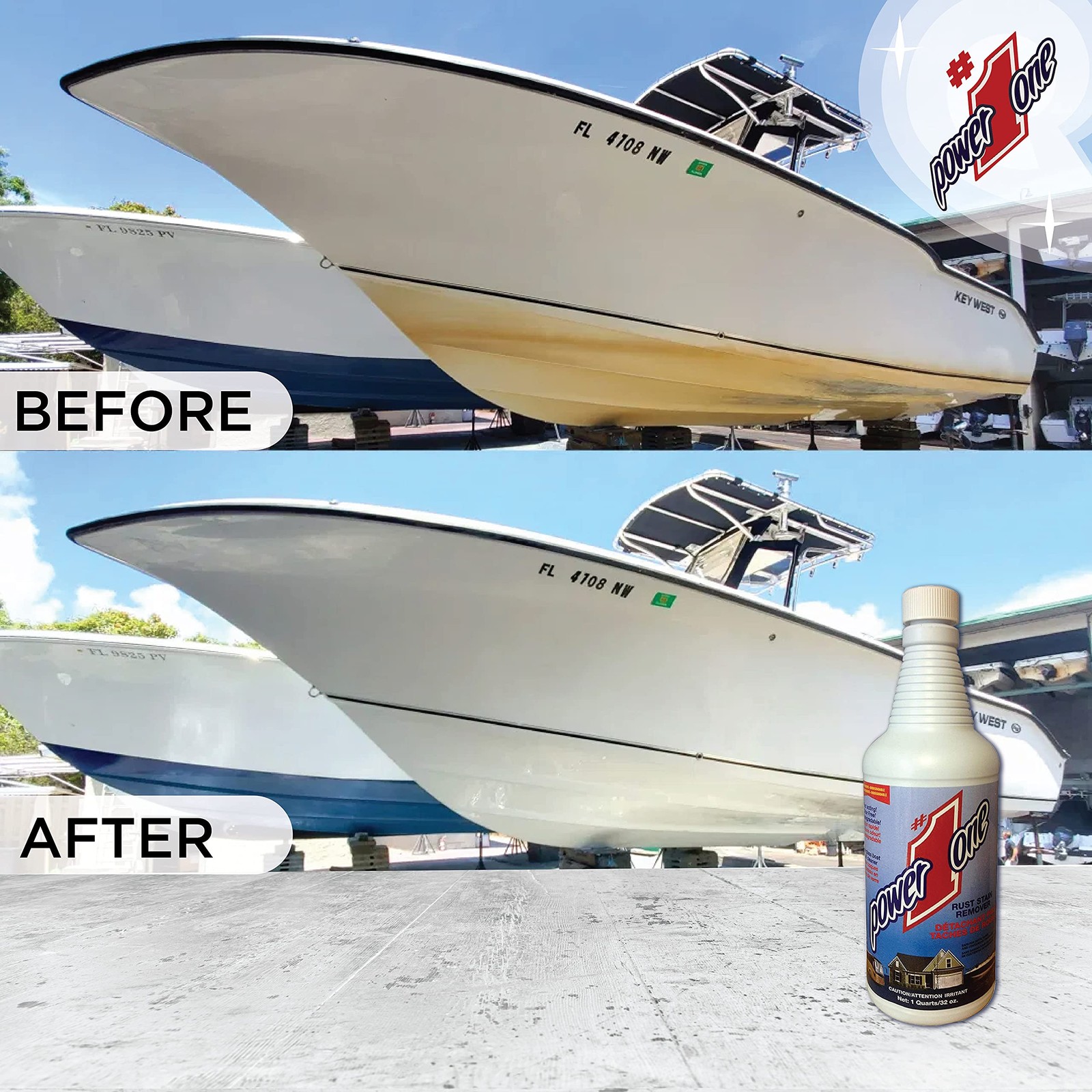 32oz Hull Cleaner: Your Boat’s Hero! Zaps Rust, Calcium & Waterline Stains