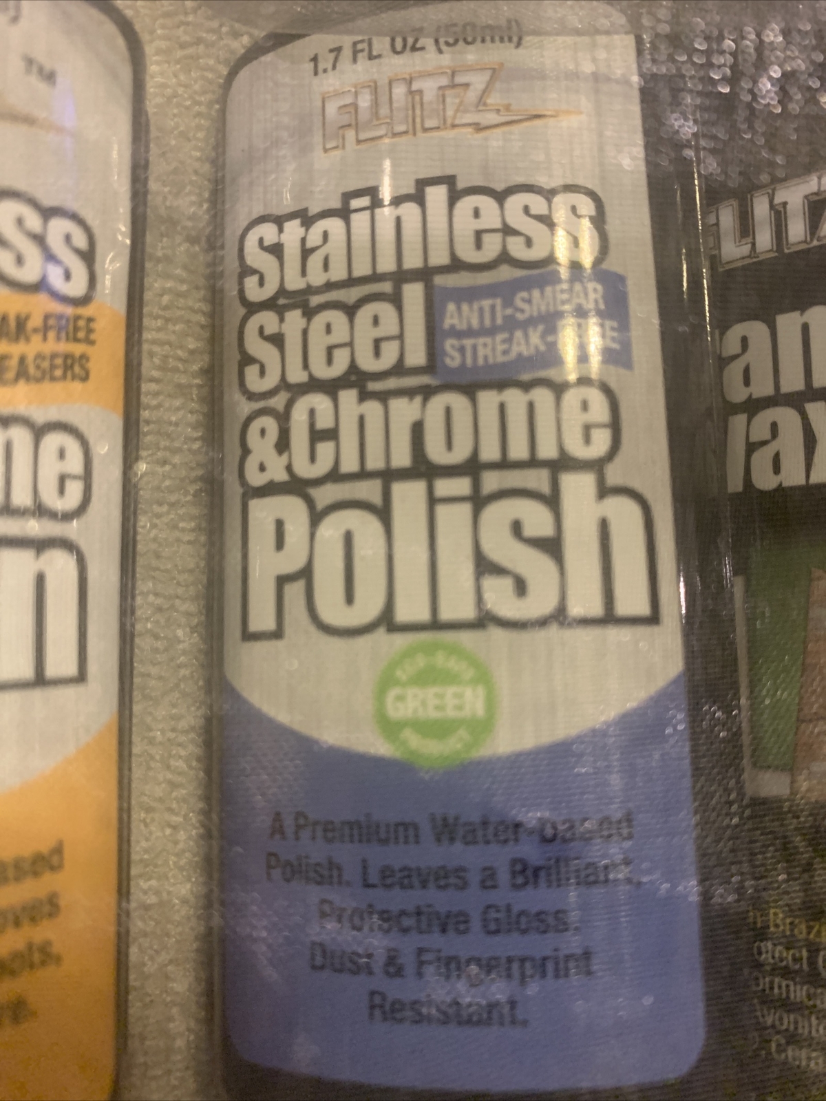 Flitz Steel & Chrome Cleaner, Polish, Granite Wax+, Faucet Wax + 1.7 Fl Oz Each