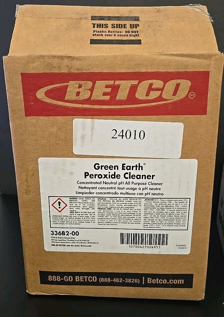 2 Bottles Betco Green Earth Peroxide Cleaner, Clear, Model: 336B2-00