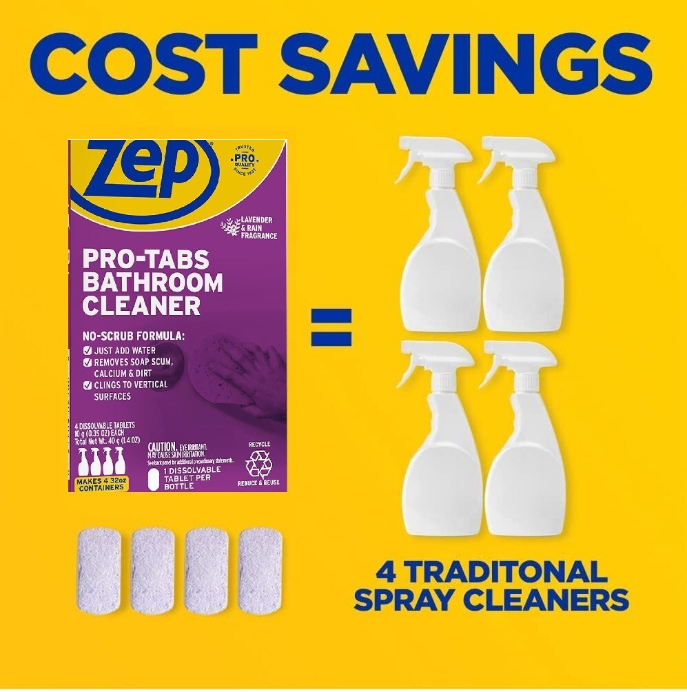 Zep Pro Tabs Bathroom Cleaner Dissolvable Tablets 4 Pack (16 total tablets)