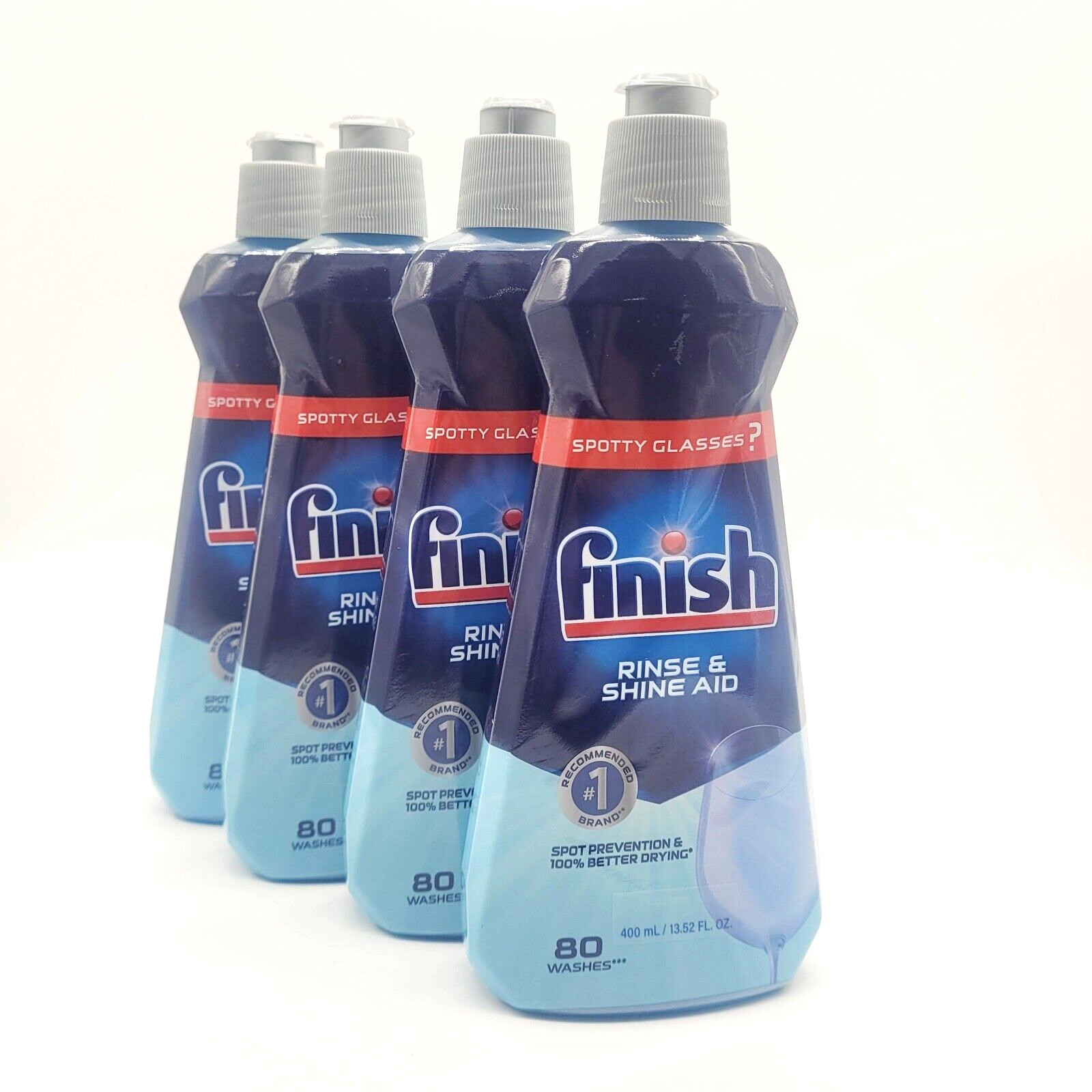 Finish Dishwasher Rinse Aid 13.5oz x4 Bottles Shine & Drying Booster