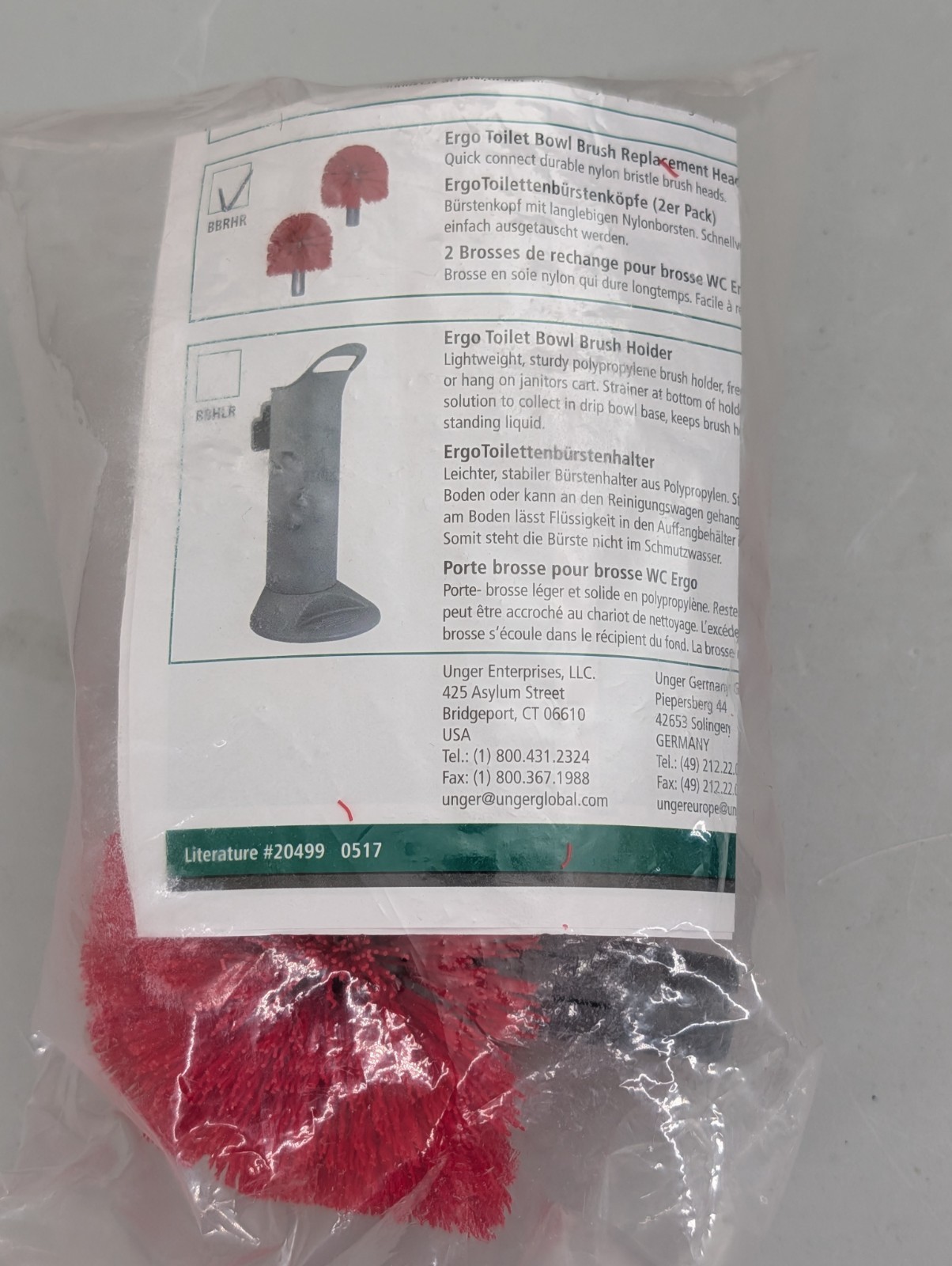 Unger Replacement Heads for Ergo Toilet Bowl Brush System 2/Pack BBRHR